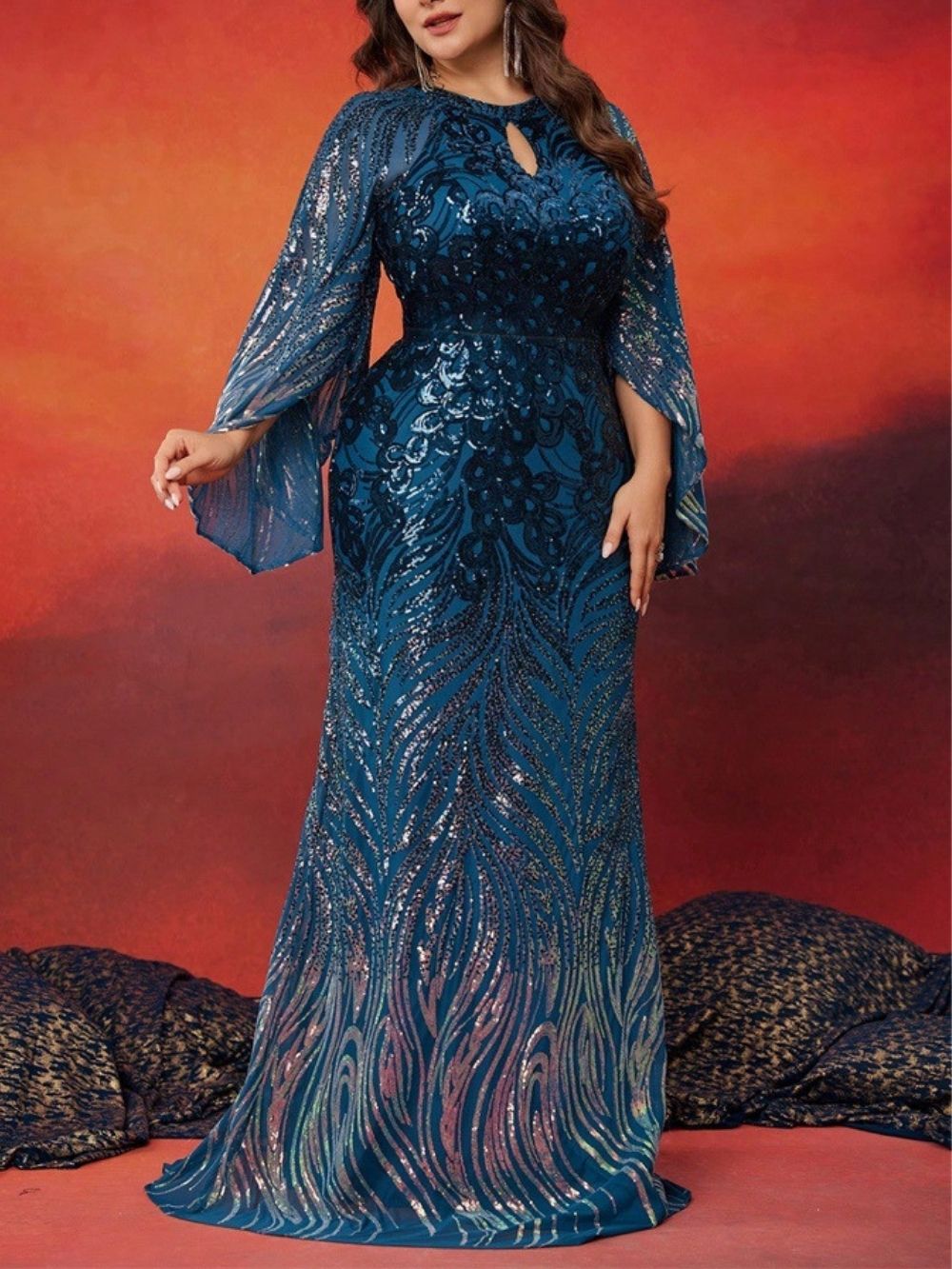 Maren Blue Sequin Plus Size Maxi Dress - OWNCI Maren Blue Sequin Plus Size Maxi Dress - OWNCI