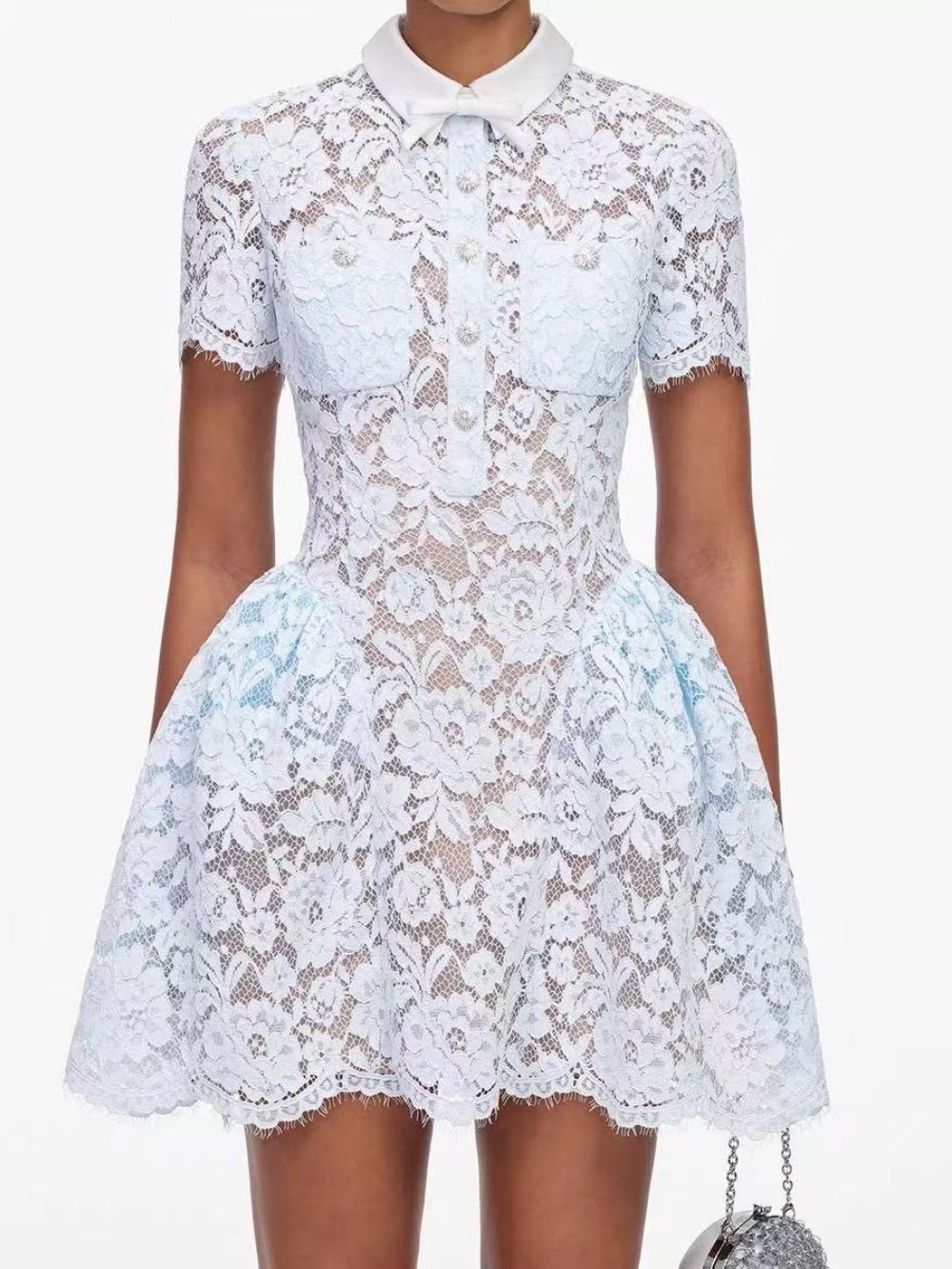 209e2640c04a655f974e9b7b487d28e4 Marisa Blue Lace Mini Dress