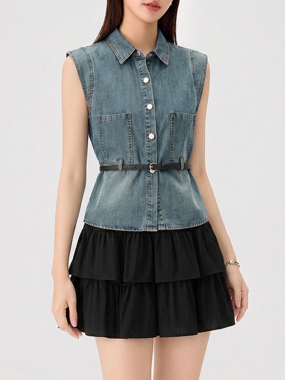 Marije Denim Vest & Skirt Set - OWNCI