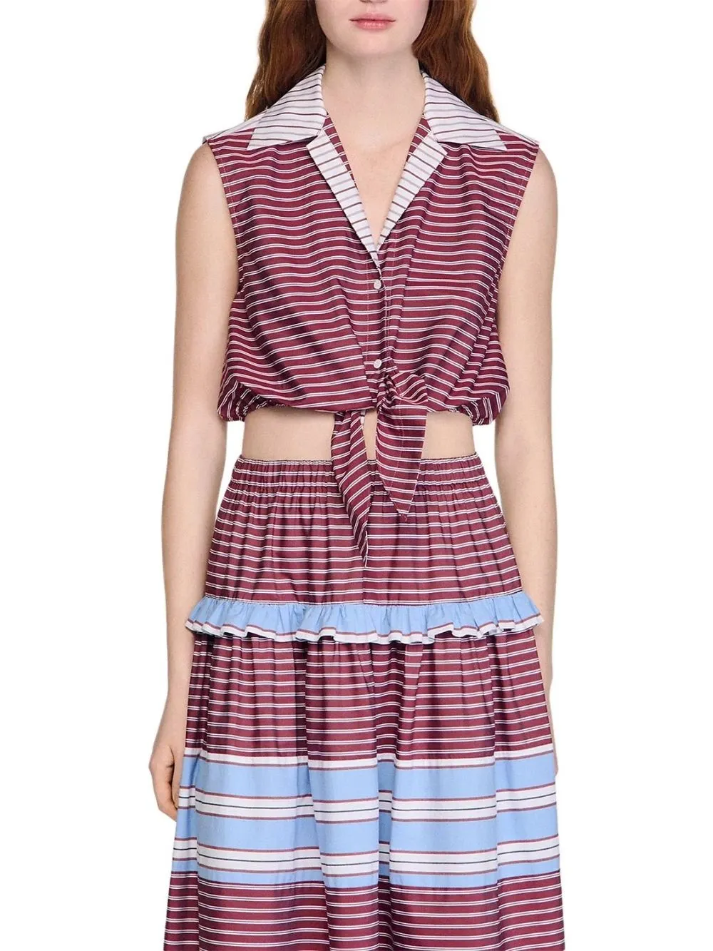 Cropped Striped Cotton Shirt - OWNCI