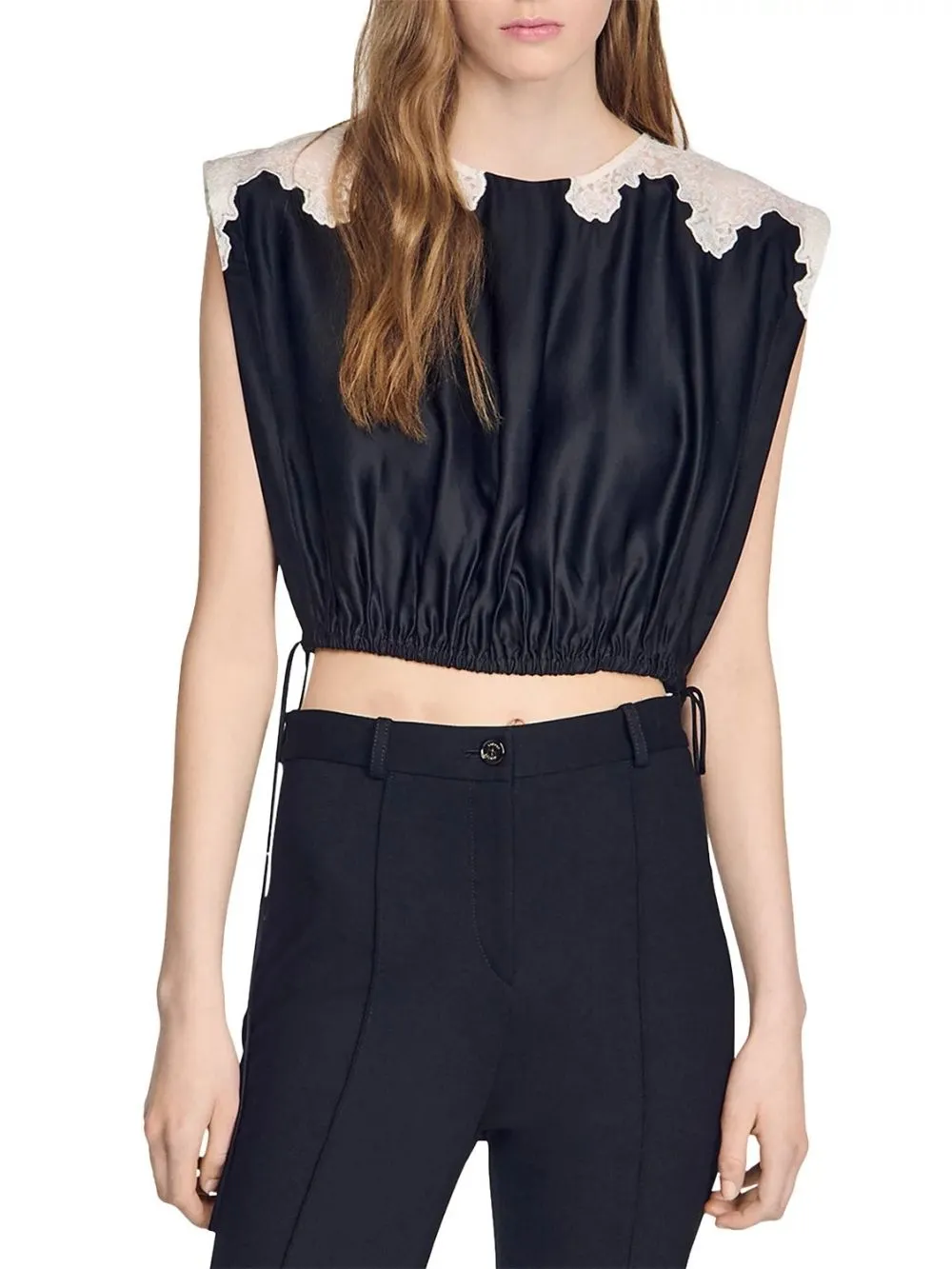 Contrast Lace Crop Top - OWNCI