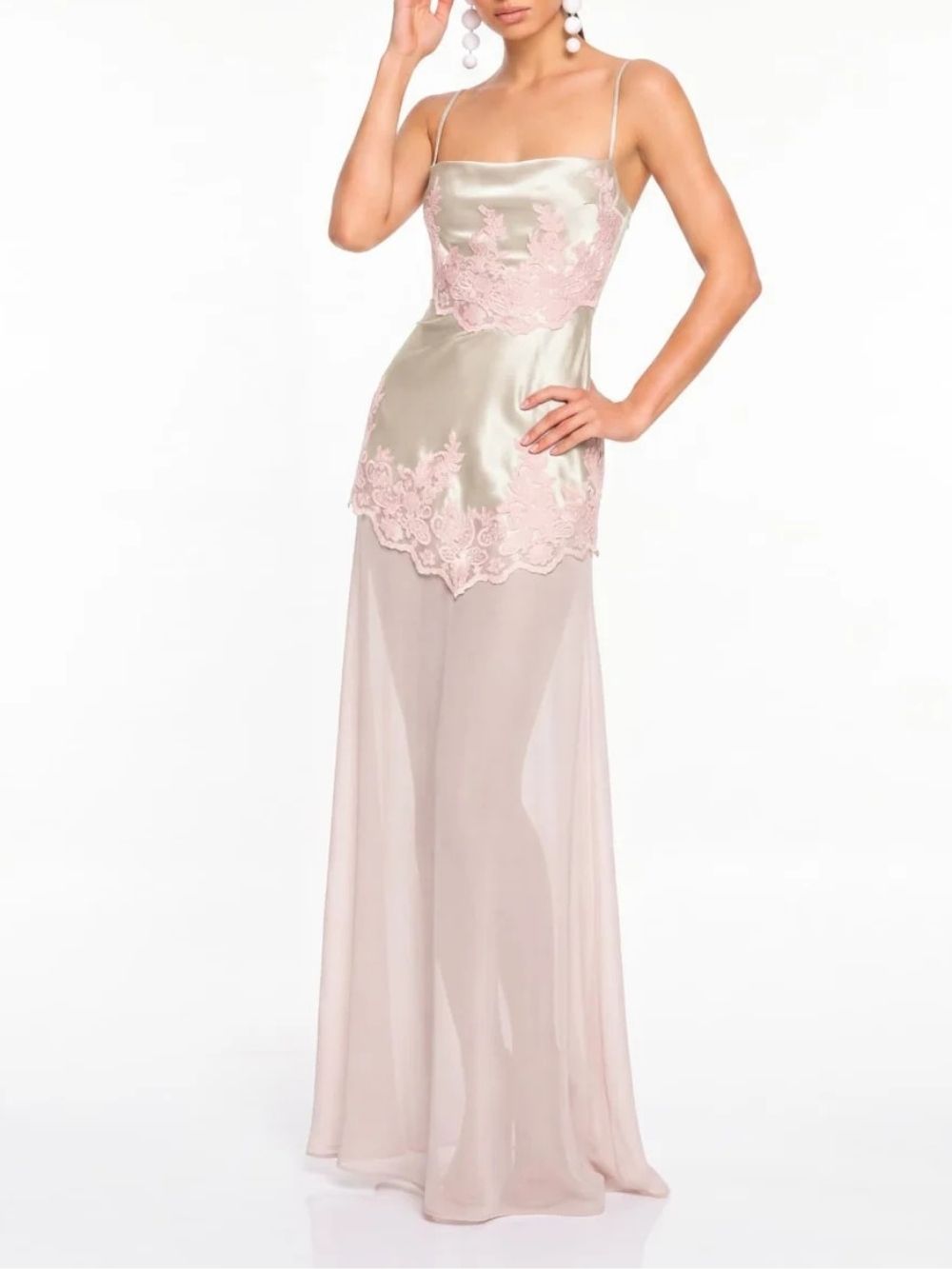 Ryneth Spaghetti Lace Satin Maxi Dress - OWNCI Ryneth Spaghetti Lace Satin Maxi Dress - OWNCI