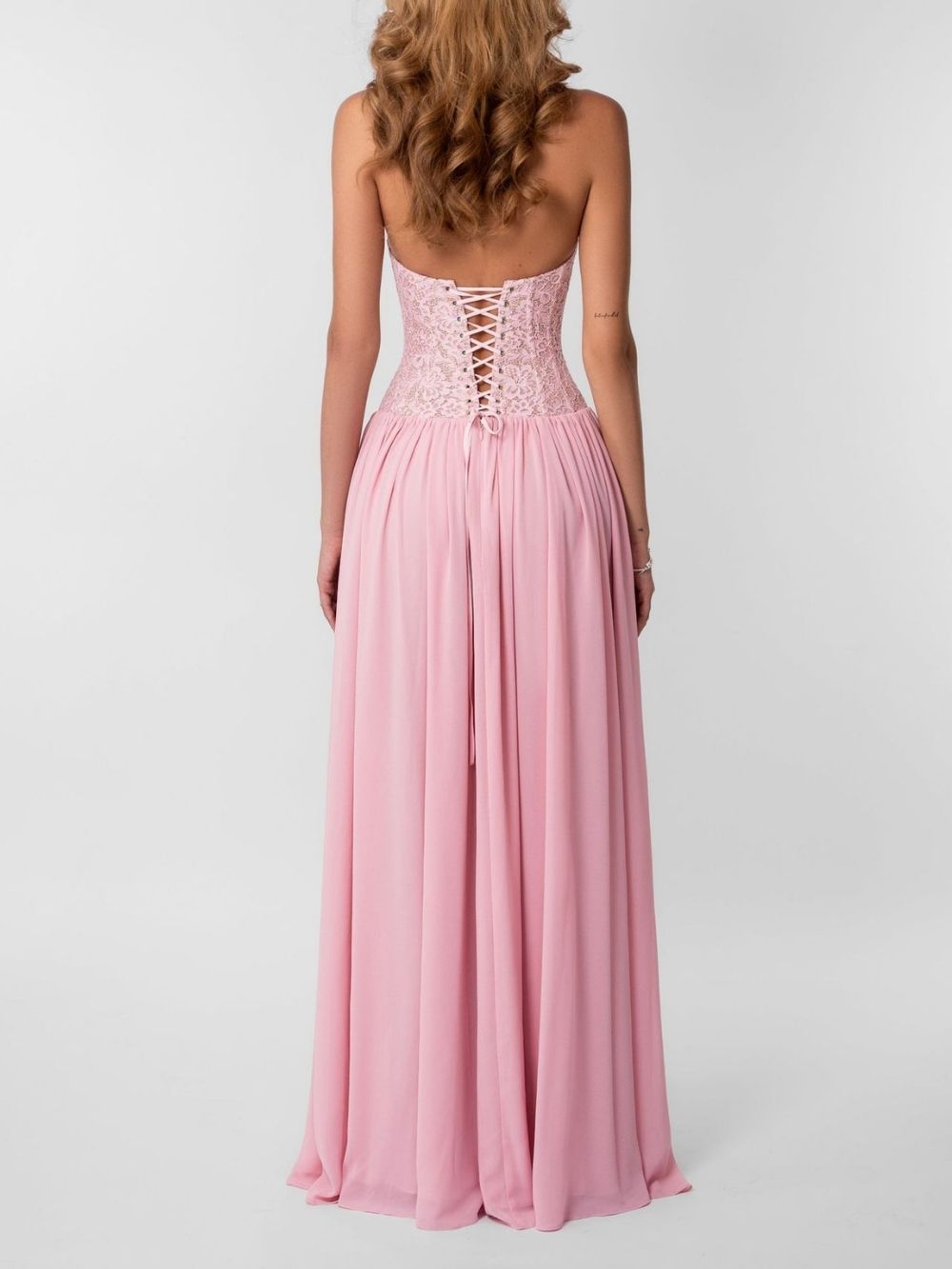 Masaaki Pink Halter Lace Maxi Dress - OWNCI