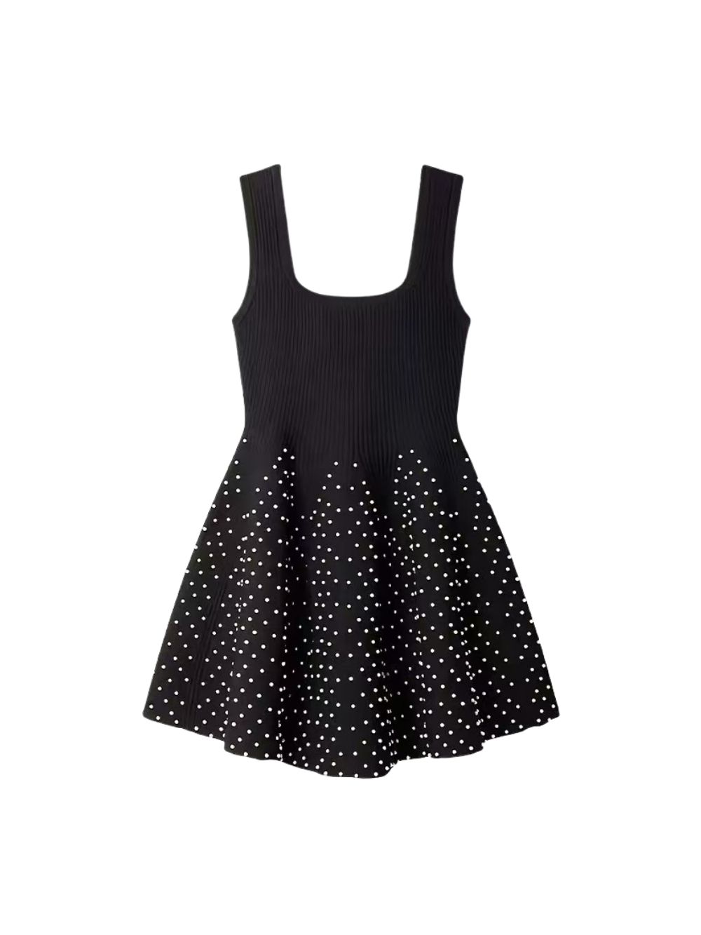 Marilena Black Sleeveless Pearl Knit Mini Dress - OWNCI Marilena Black Sleeveless Pearl Knit Mini Dress - OWNCI