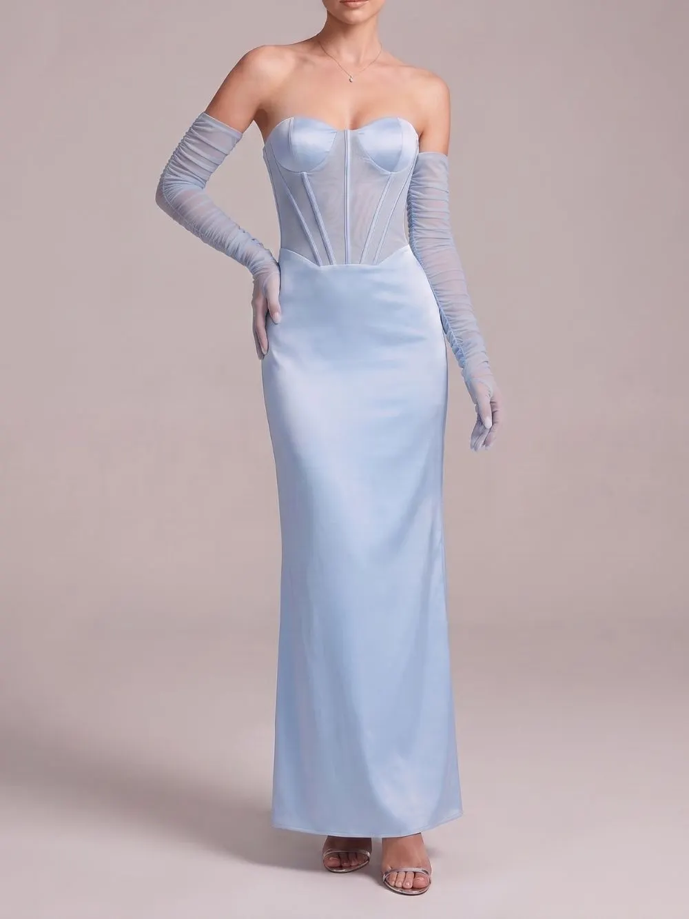Maru Blue Off-Shoulder Corset Maxi Dress - OWNCI Maru Blue Off-Shoulder Corset Maxi Dress - OWNCI