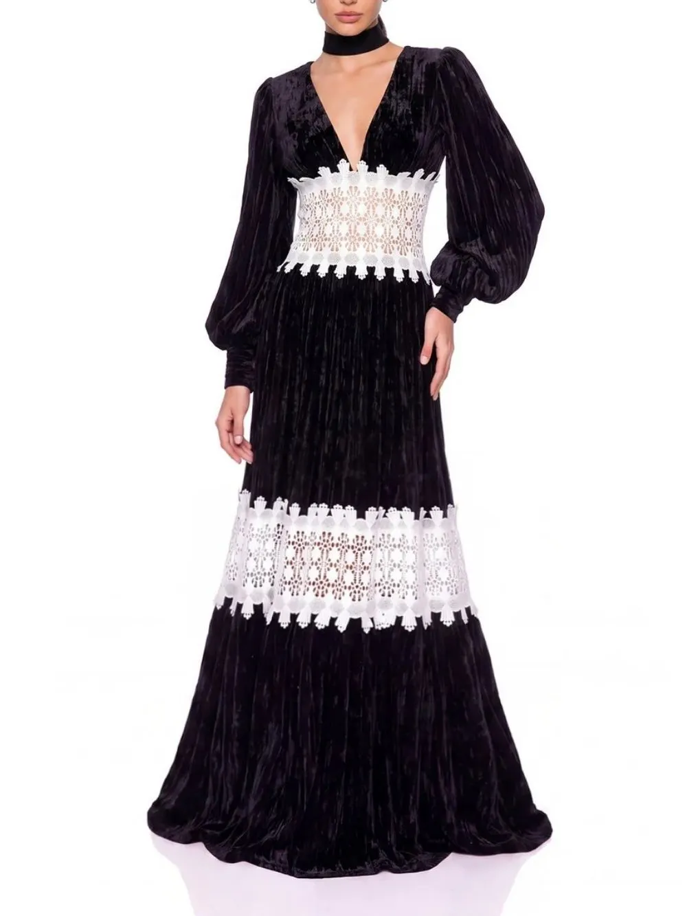 Iskoren V Neck Velvet Maxi Dress - OWNCI Iskoren V Neck Velvet Maxi Dress - OWNCI