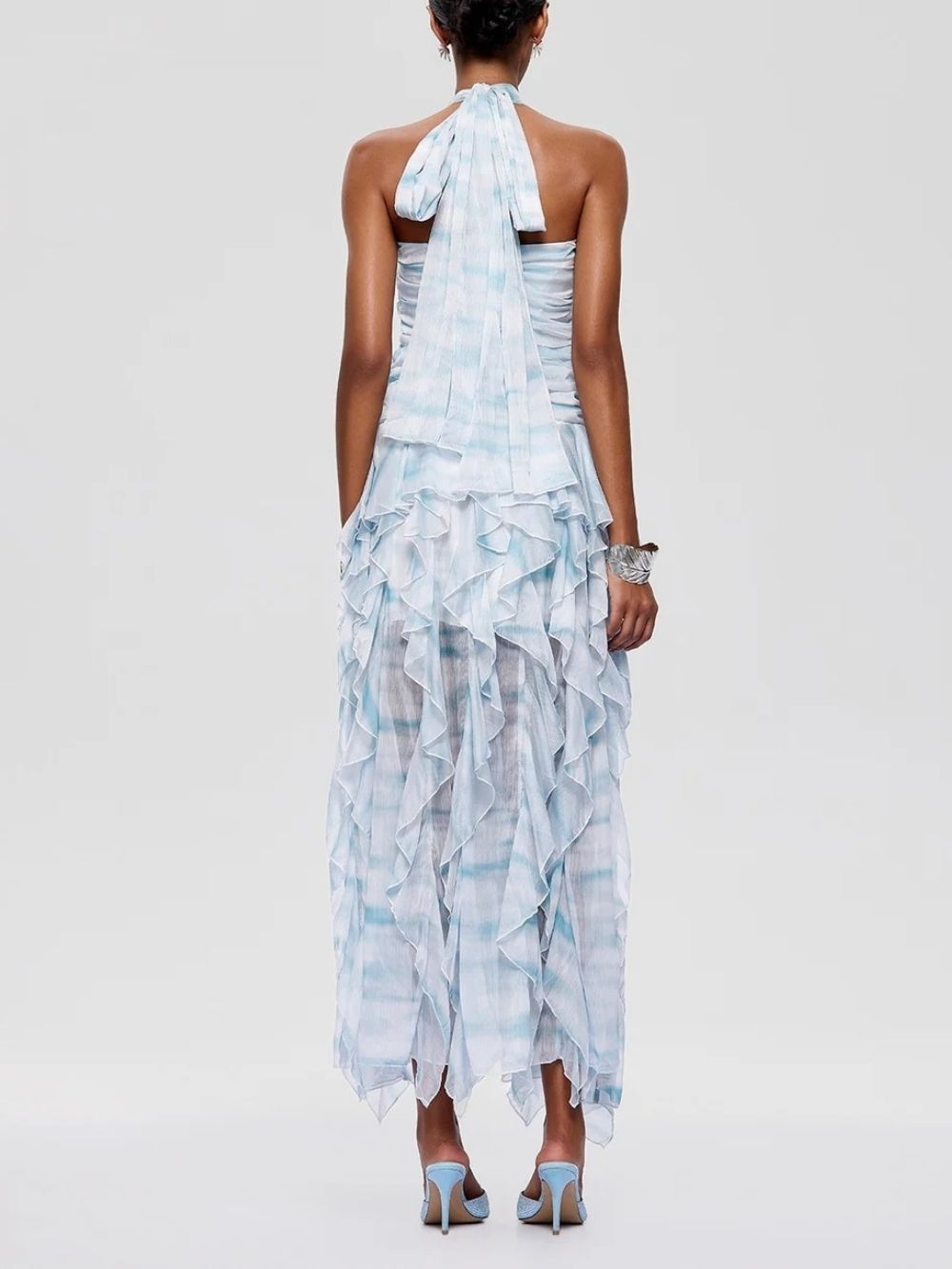 Fusako Halterneck Ruffle Maxi Dress - OWNCI