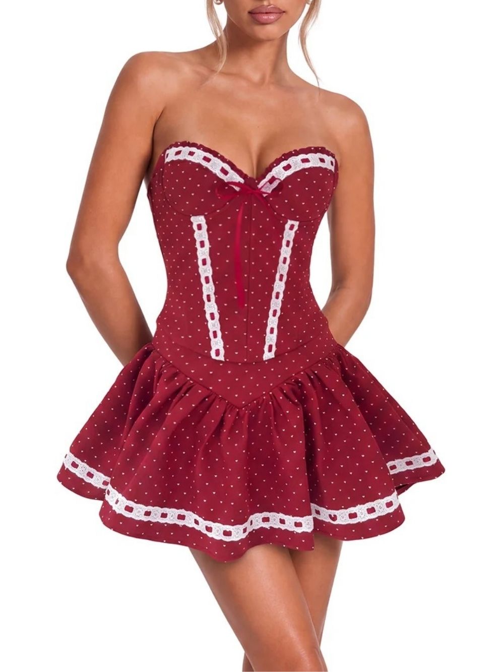 Brelvok Strapless Dot Skirt Set - OWNCI Brelvok Strapless Dot Skirt Set - OWNCI
