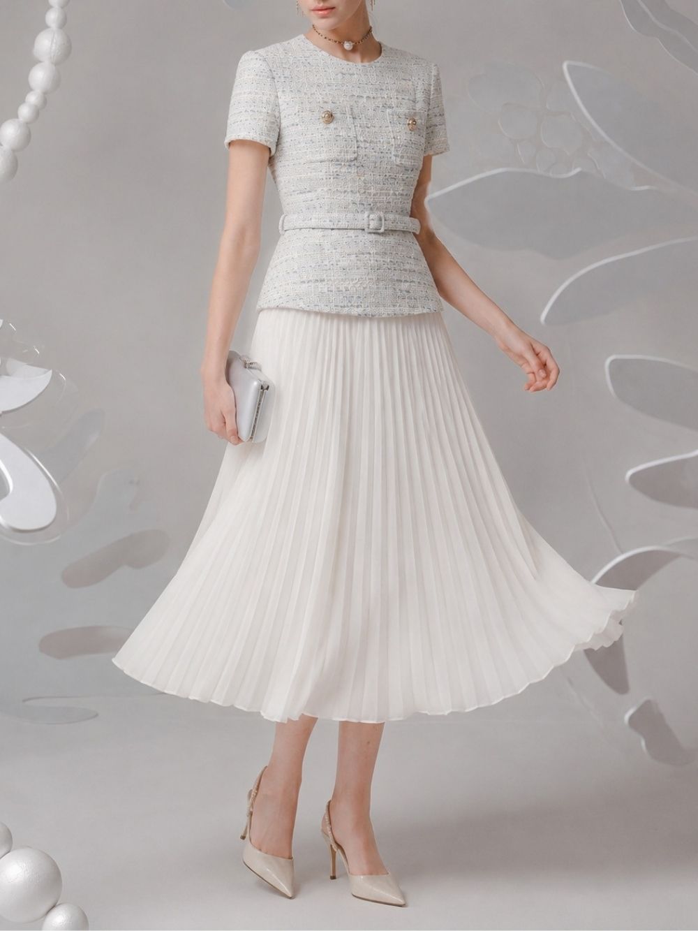 Marwa Pleated Midi Dress - OWNCI