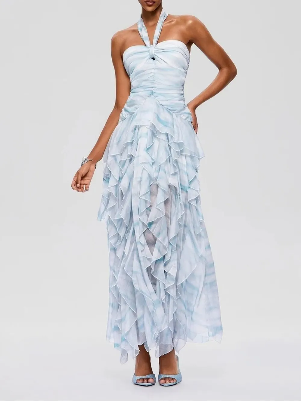 Fusako Halterneck Ruffle Maxi Dress - OWNCI Fusako Halterneck Ruffle Maxi Dress - OWNCI