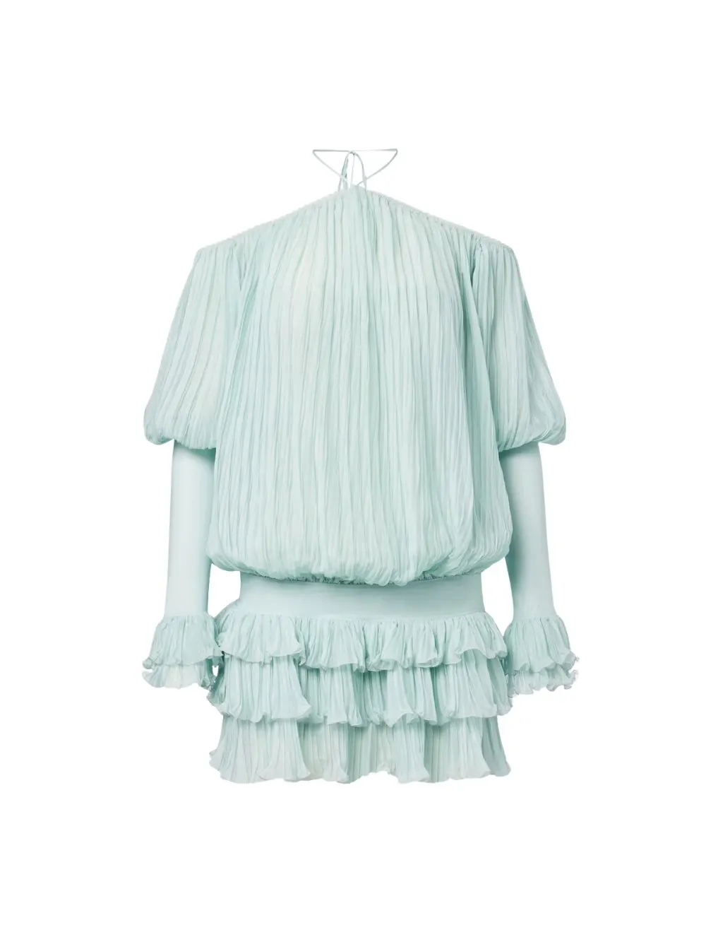 30e382baba442db35070b4658bf941d3 Manon Mint Long Sleeve Pleated Mini Dress