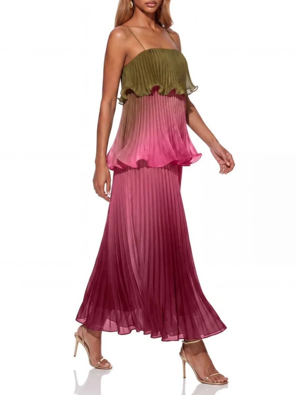 Praevik Spaghetti Pleated Maxi Dress - OWNCI Praevik Spaghetti Pleated Maxi Dress - OWNCI