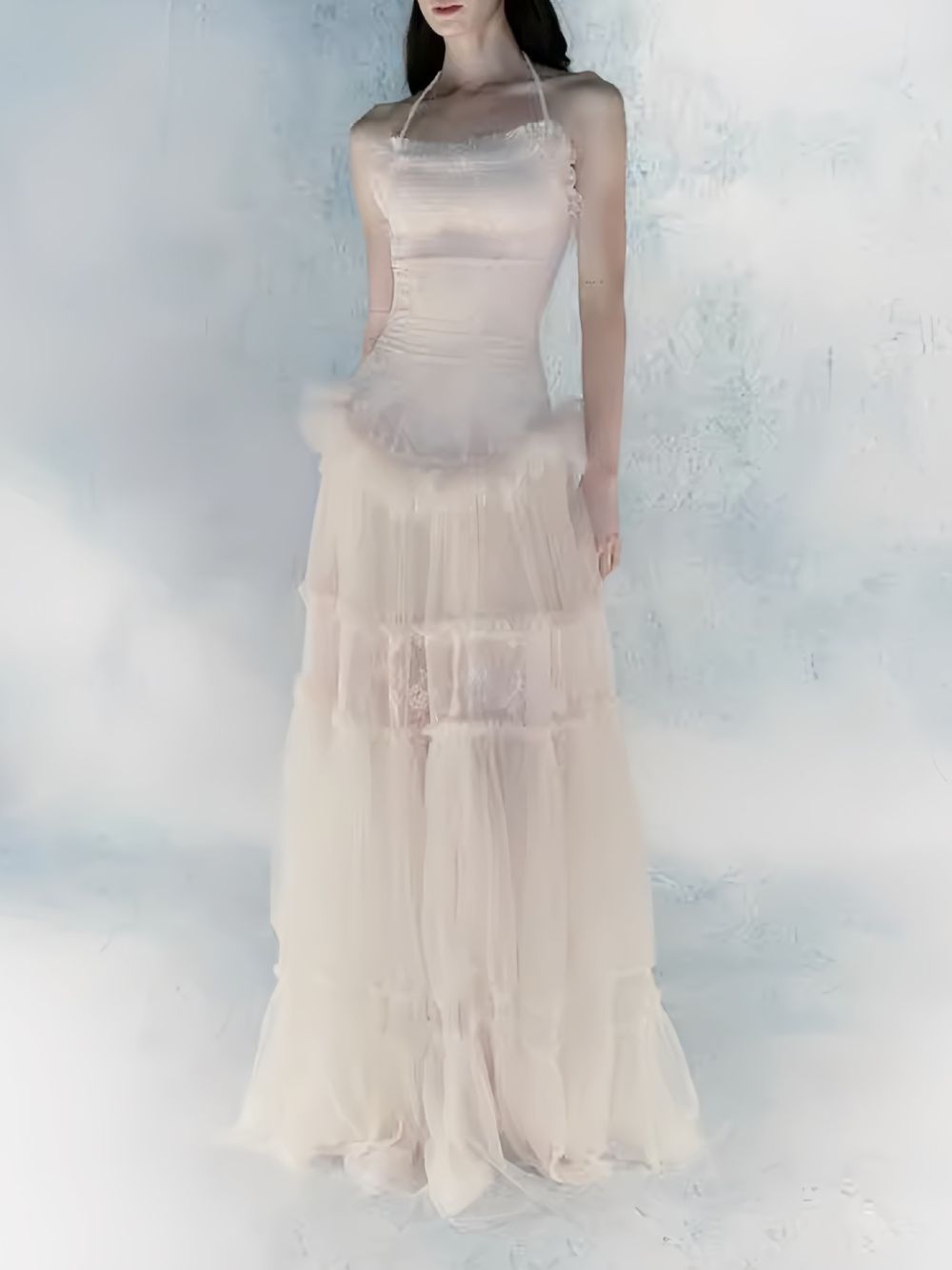 Marija White Spaghetti Mesh Maxi Dress - OWNCI Marija White Spaghetti Mesh Maxi Dress - OWNCI