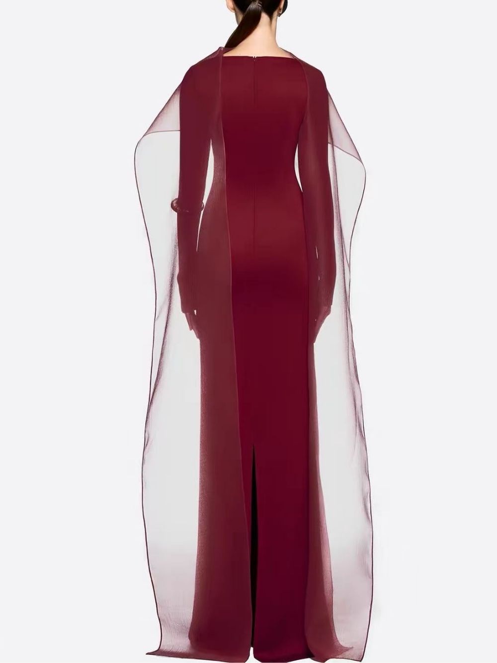 32ef4d49cb81fae677c315aa67c93863 Marceline Red Long Sleeve Mesh Maxi Dress