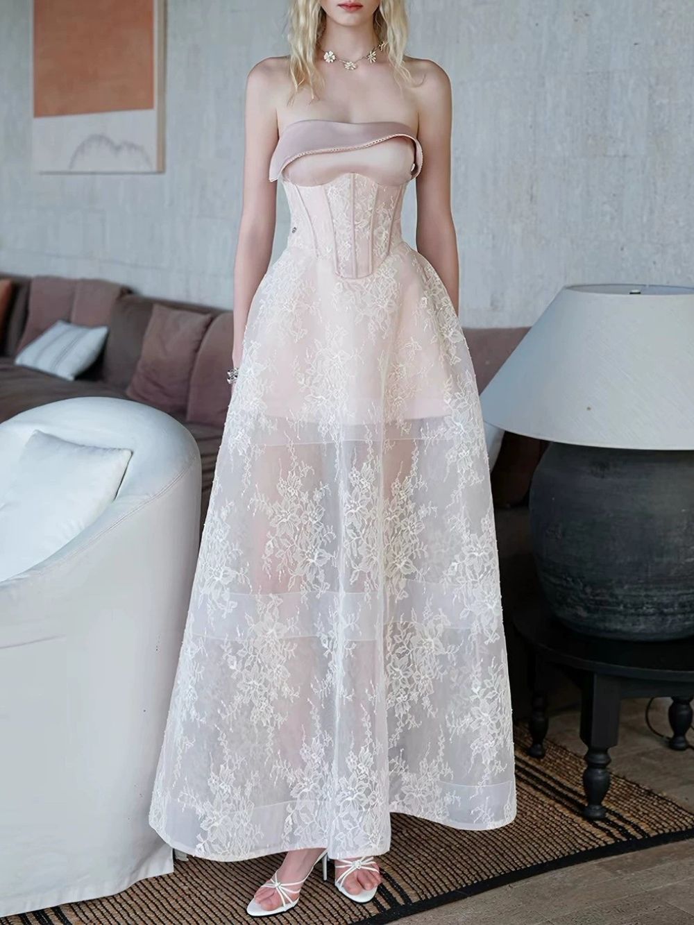 Marsali Strapless Corset Lace Maxi Dress - OWNCI Marsali Strapless Corset Lace Maxi Dress - OWNCI