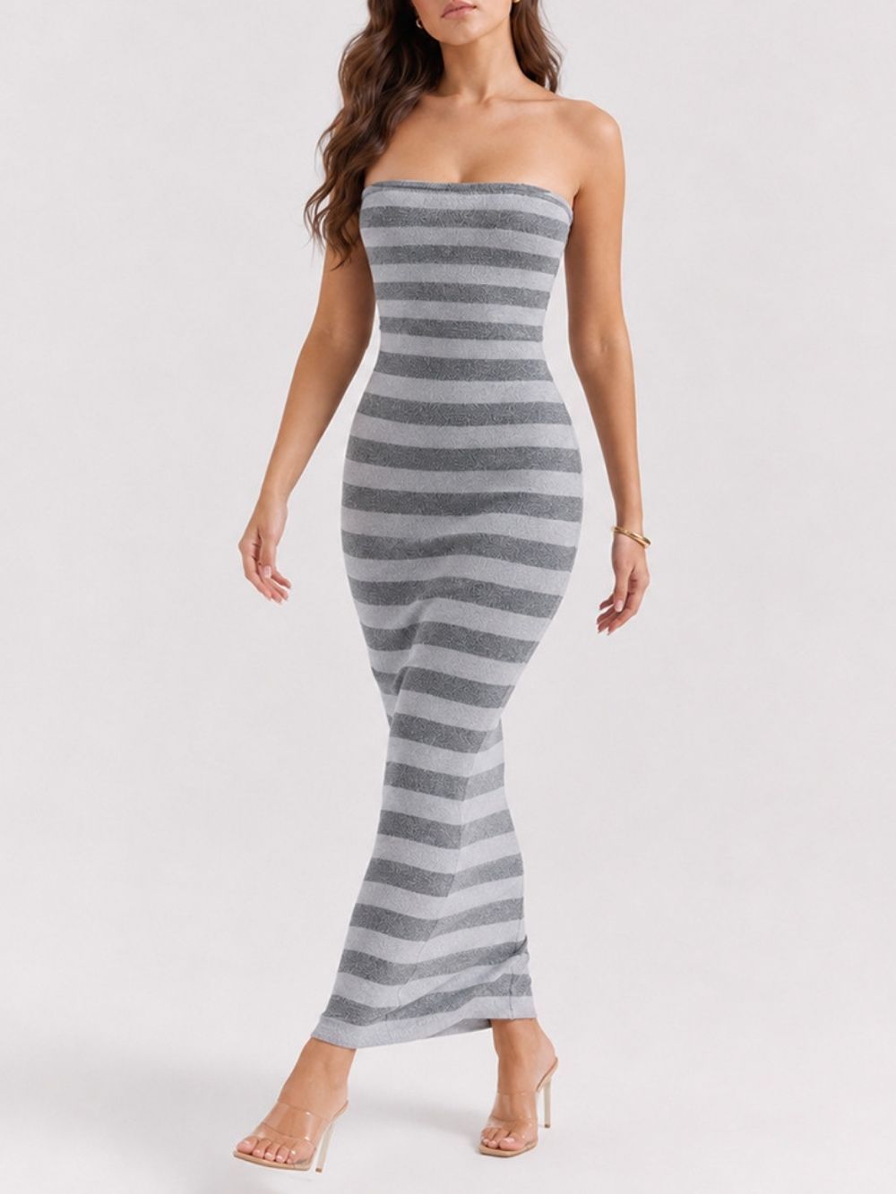 Martijn Strapless Stripe Bandage Maxi Dress - OWNCI