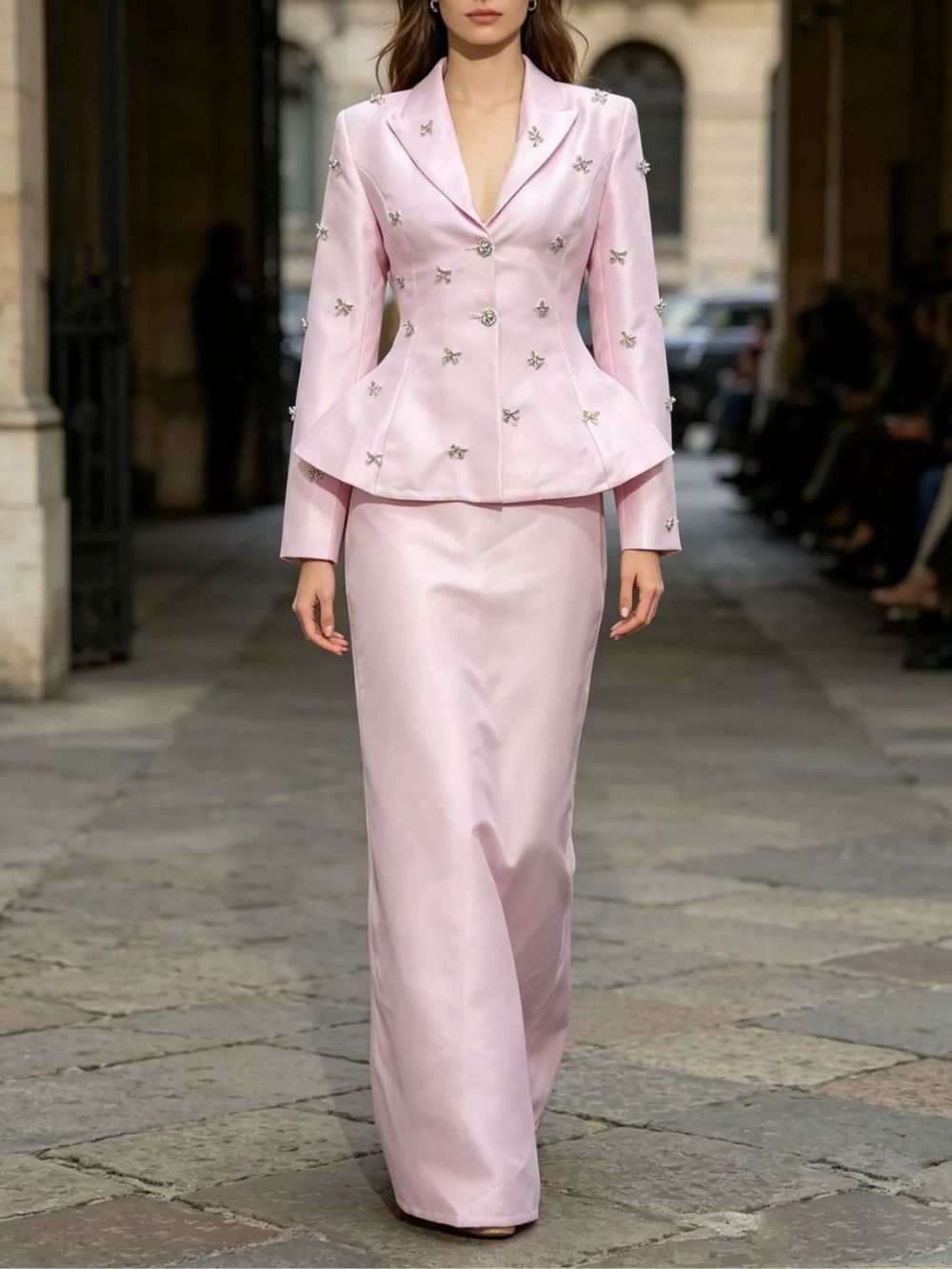38343675e02ac5d498ca1996919d0078 Margrét Pink Diamante Two-Piece Set