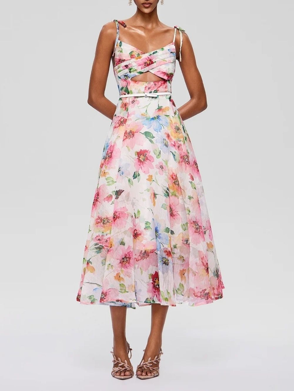 Walric Spaghetti Cutout Floral Midi Dress - OWNCI Walric Spaghetti Cutout Floral Midi Dress - OWNCI