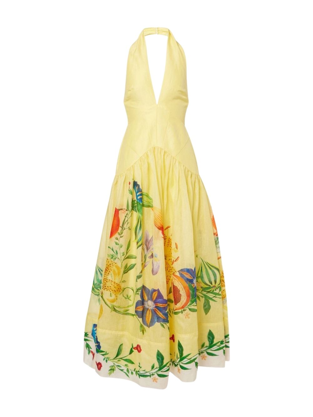 Maritere Yellow Halter Printed Maxi Dress - OWNCI Maritere Yellow Halter Printed Maxi Dress - OWNCI