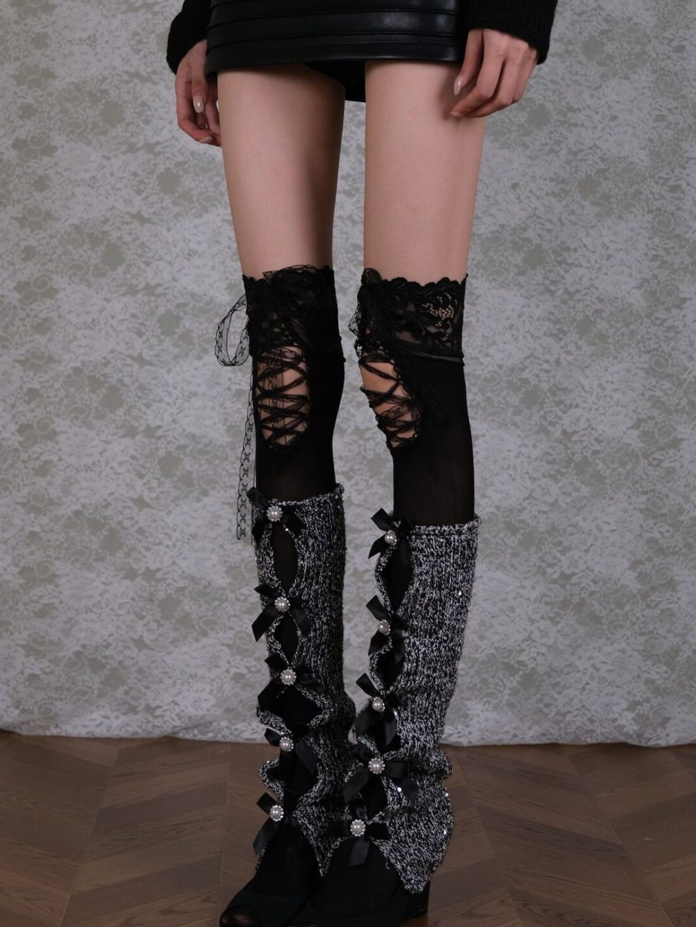 Marli Black Stocking & Bow Socks Set - OWNCI Marli Black Stocking & Bow Socks Set - OWNCI