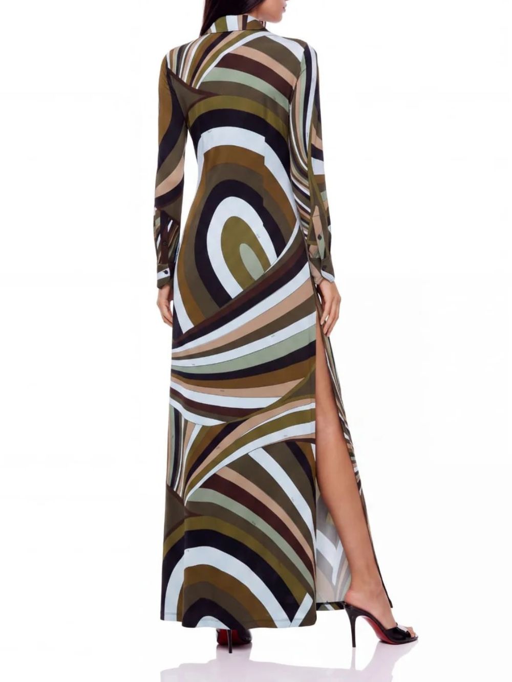 Hylora Split Geo Printed Maxi Dress - OWNCI