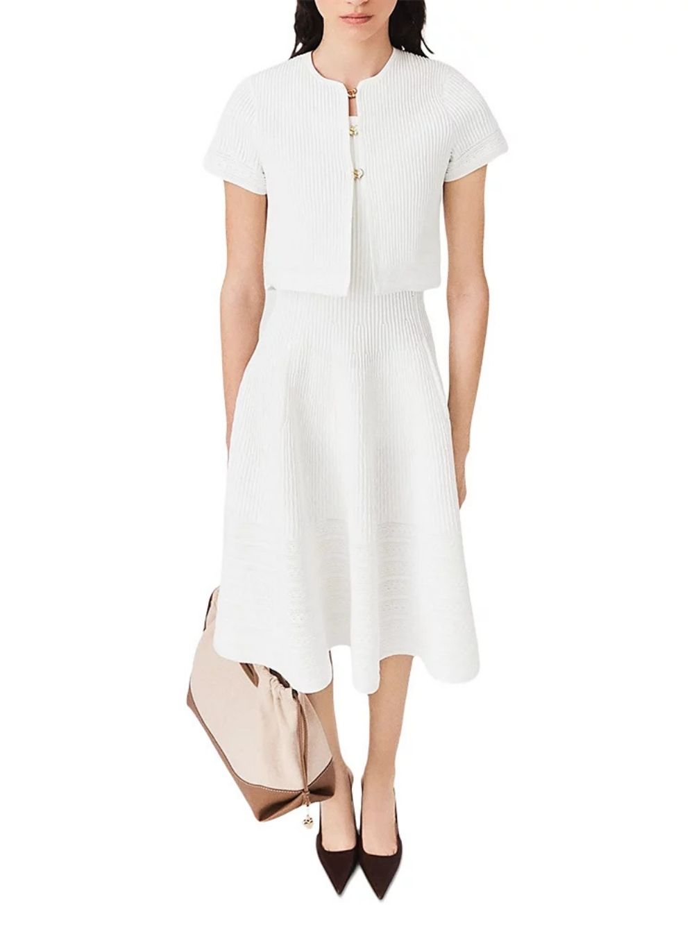 Ribbed Short Sleeve Cardigan - OWNCI Ribbed Short Sleeve Cardigan - OWNCI
