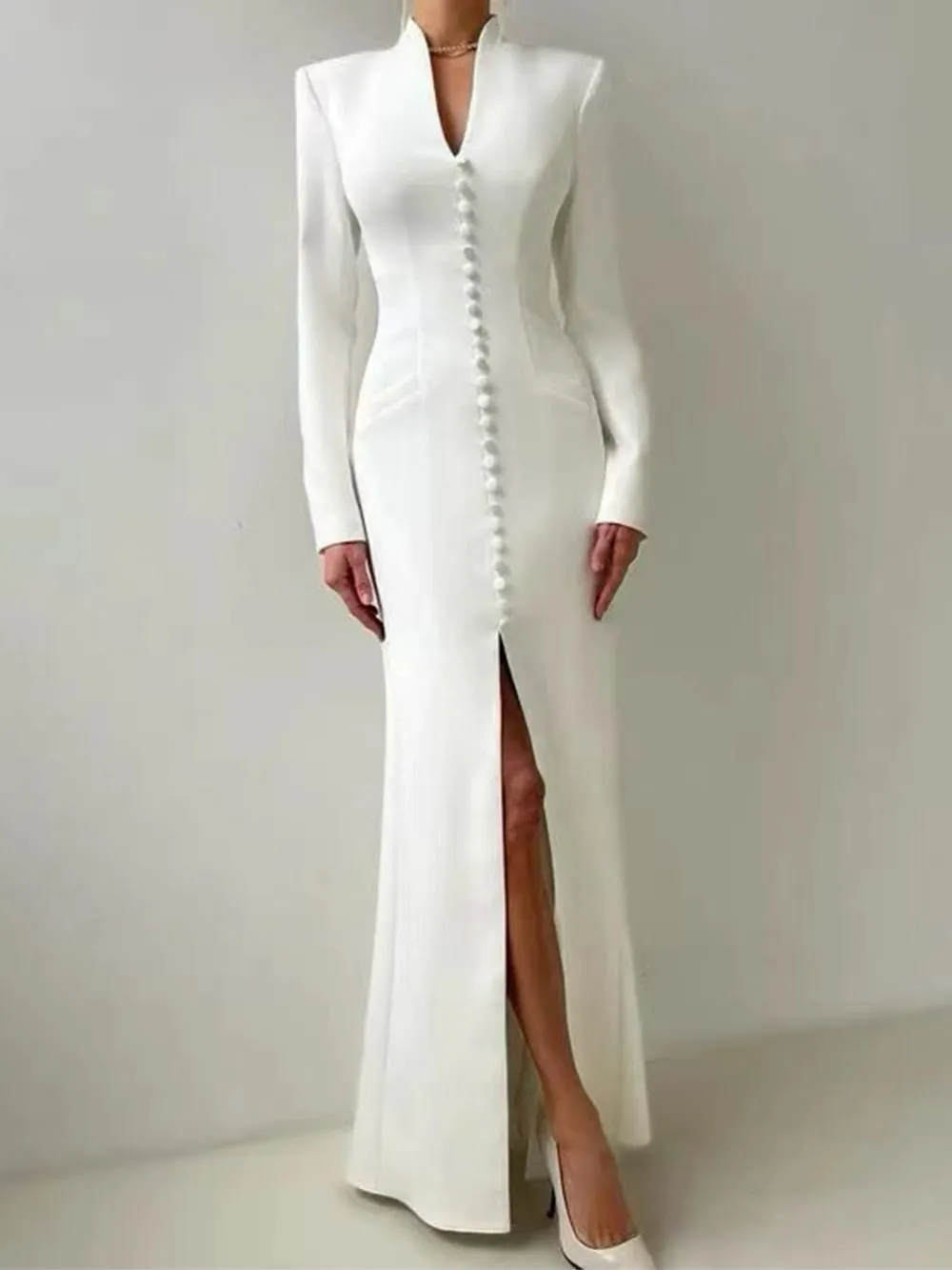 Masahide Long Sleeve Slit Maxi Dress - OWNCI Masahide Long Sleeve Slit Maxi Dress - OWNCI