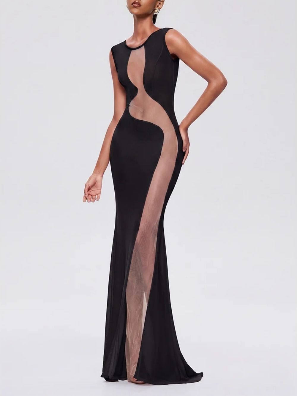 Furaira Sleeveless See Through Maxi Dress In Black - OWNCI Furaira Sleeveless See Through Maxi Dress In Black - OWNCI