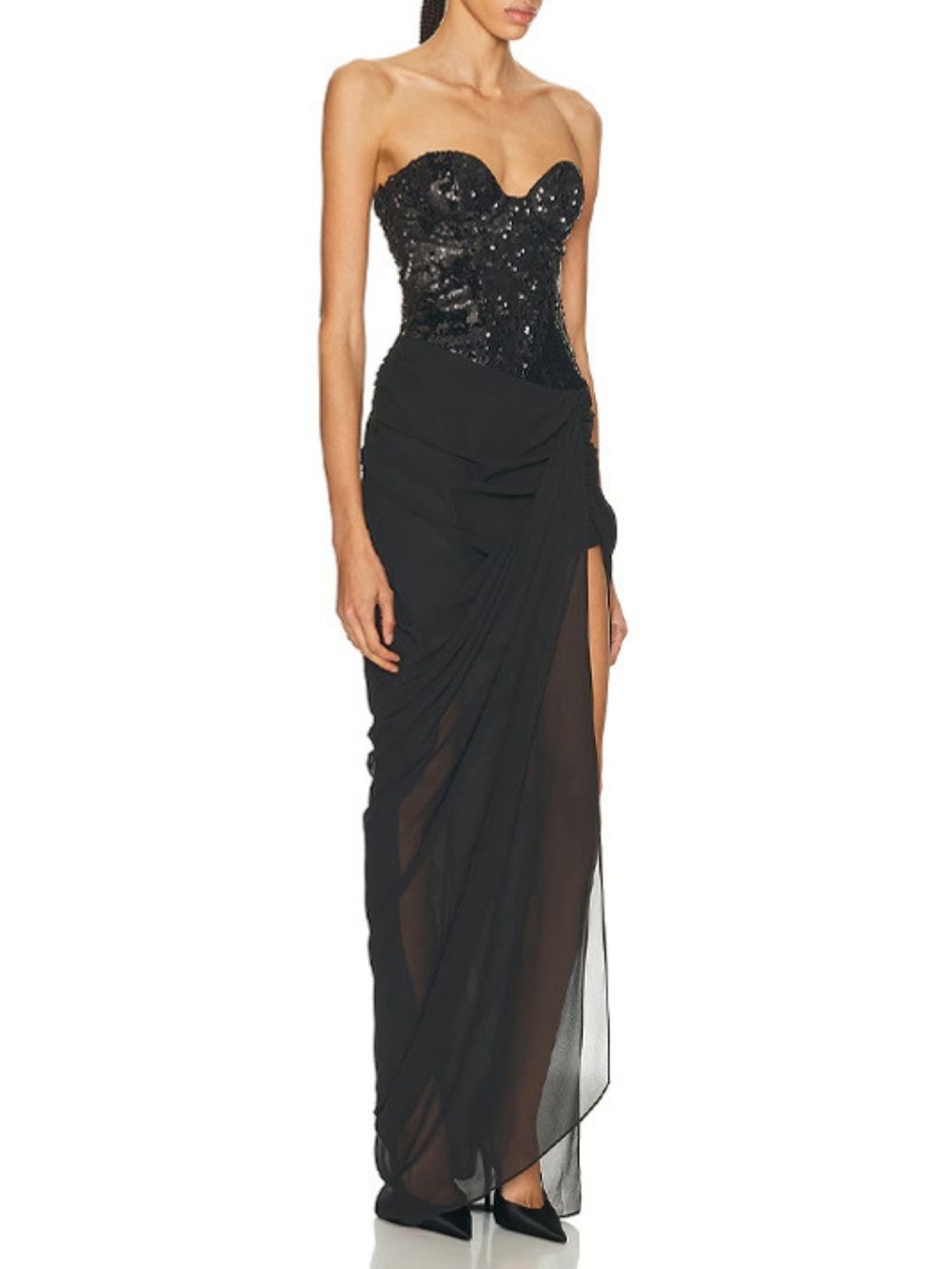 Malu Black Strapless Sequin Maxi Dress - OWNCI Malu Black Strapless Sequin Maxi Dress - OWNCI