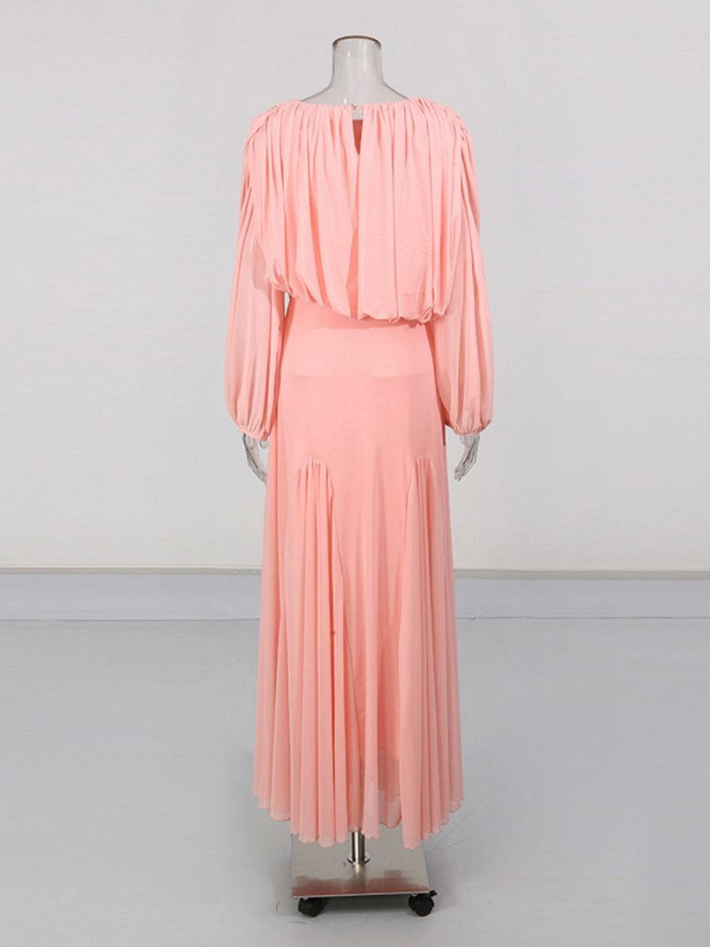 Jimena Pink Pleated Long Sleeve Maxi Dress - OWNCI