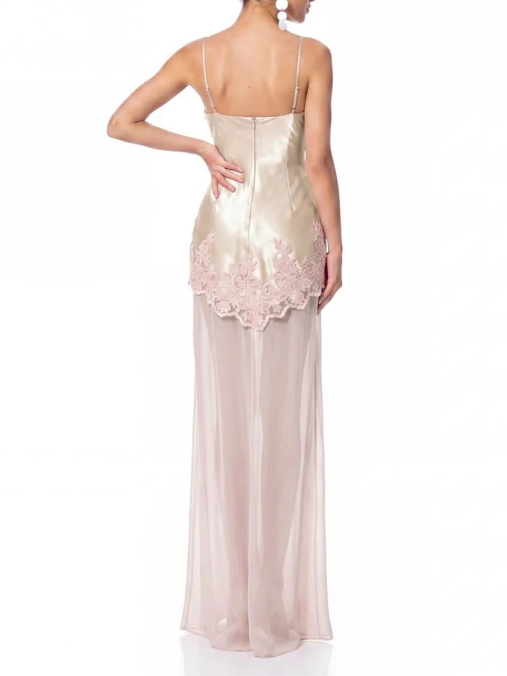 Ryneth Spaghetti Lace Satin Maxi Dress - OWNCI