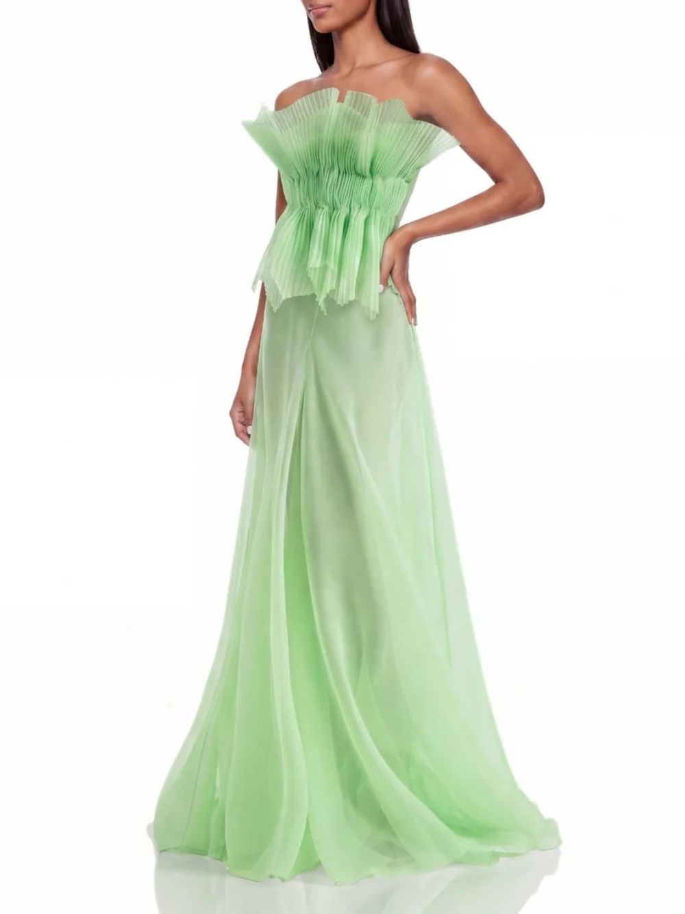 Ovelune Strapless Pleated Mesh Maxi Dress - OWNCI Ovelune Strapless Pleated Mesh Maxi Dress - OWNCI