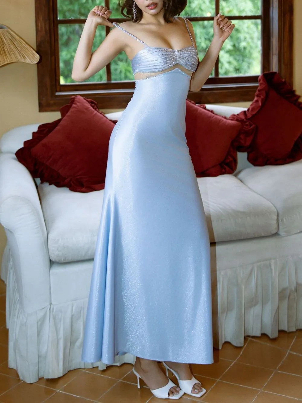 Masalina Blue Spaghetti Maxi Dress - OWNCI Masalina Blue Spaghetti Maxi Dress - OWNCI