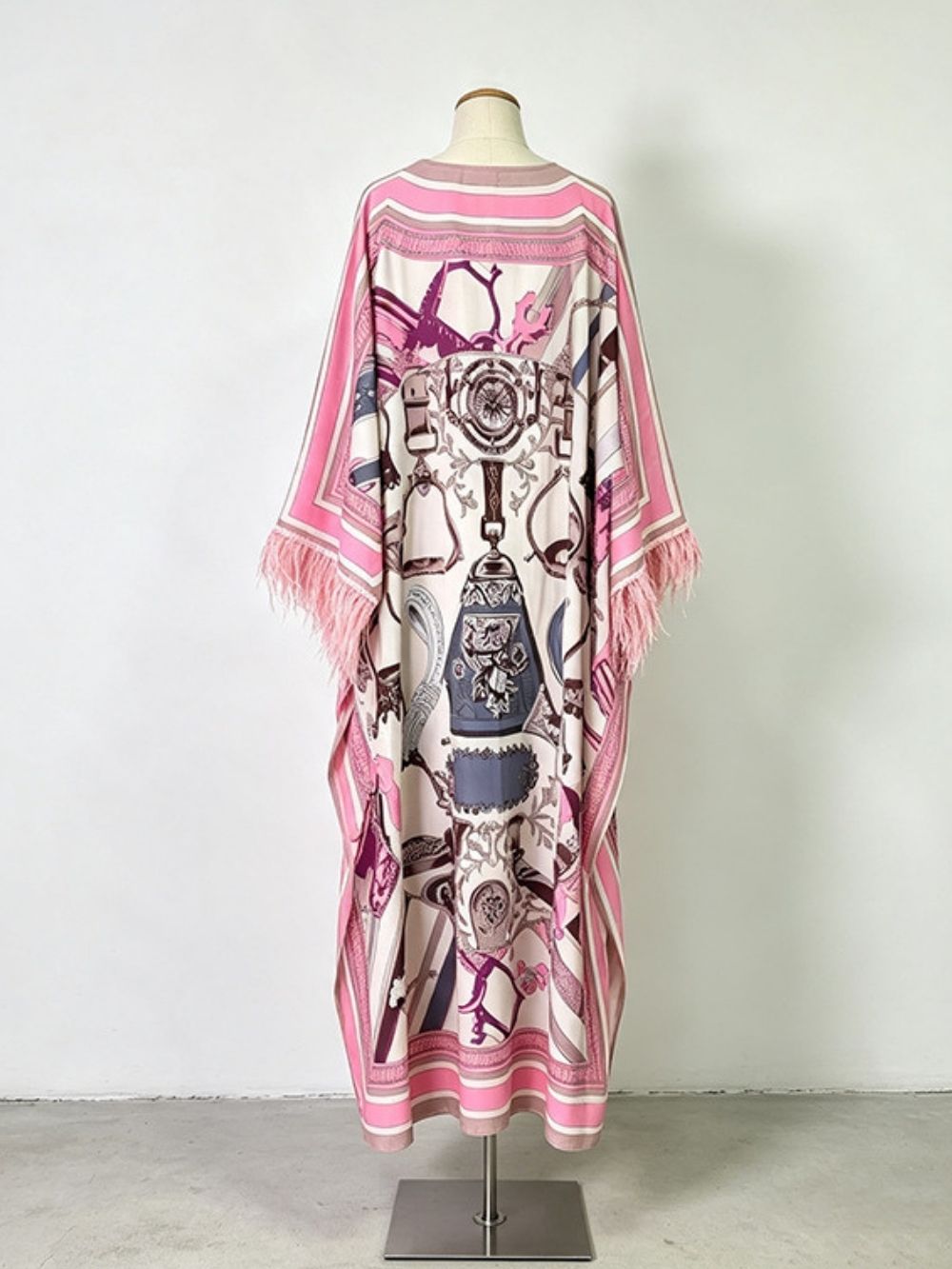 Marlie Printed Long Sleeve Feather Maxi Dress - OWNCI Marlie Printed Long Sleeve Feather Maxi Dress - OWNCI