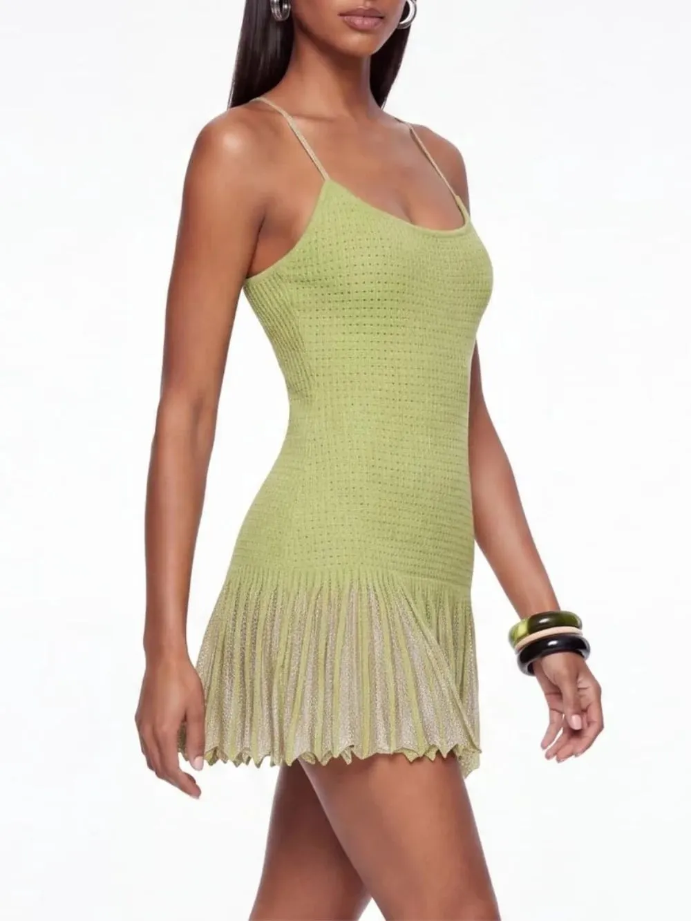 Myrox Spaghetti Knit Ruffle Mini Dress - OWNCI Myrox Spaghetti Knit Ruffle Mini Dress - OWNCI