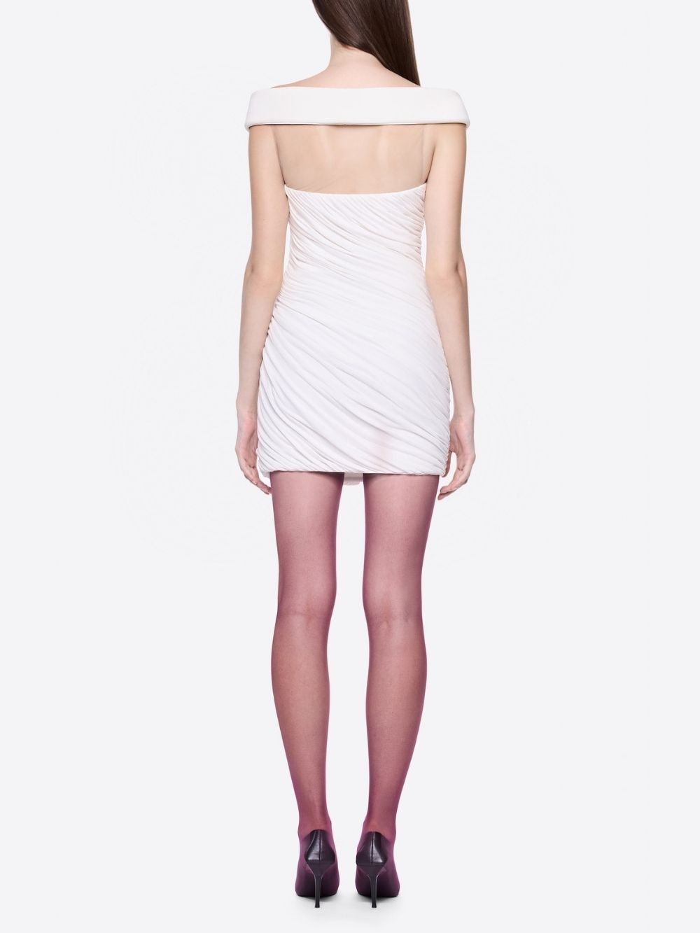 Marlowe White Off-Shoulder Ruched Mini Dress - OWNCI Marlowe White Off-Shoulder Ruched Mini Dress - OWNCI