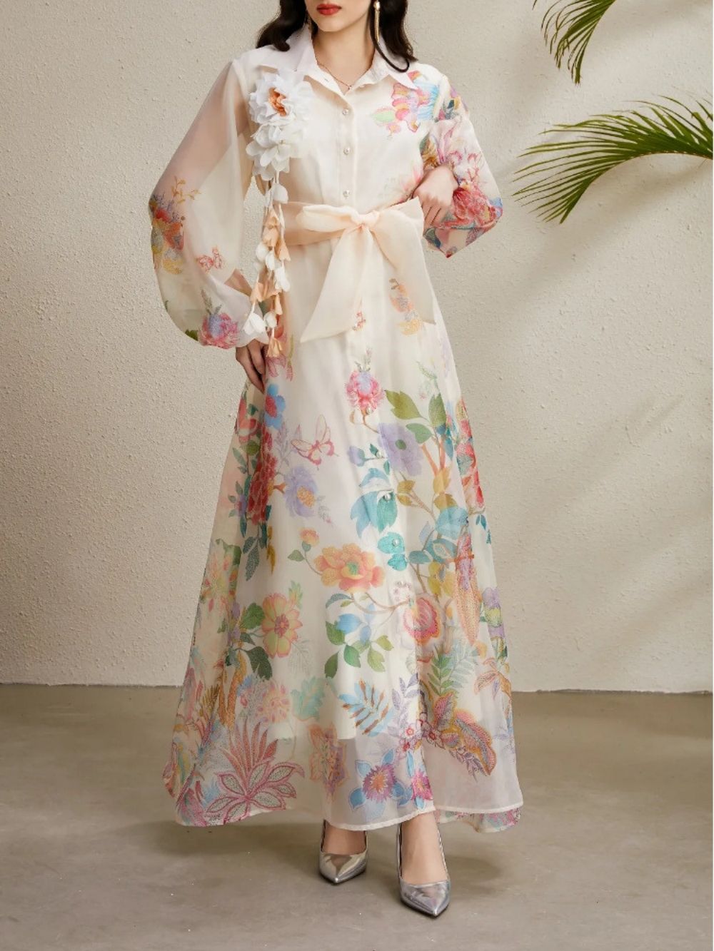 Maru Apricot Printed Maxi Dress - OWNCI Maru Apricot Printed Maxi Dress - OWNCI