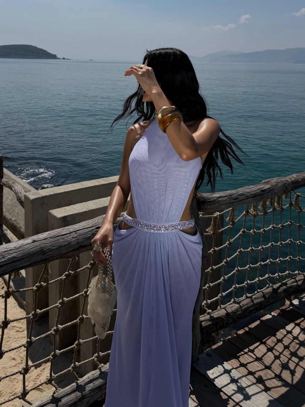 Marni Blue Halter Diamante Maxi Dress - OWNCI Marni Blue Halter Diamante Maxi Dress - OWNCI