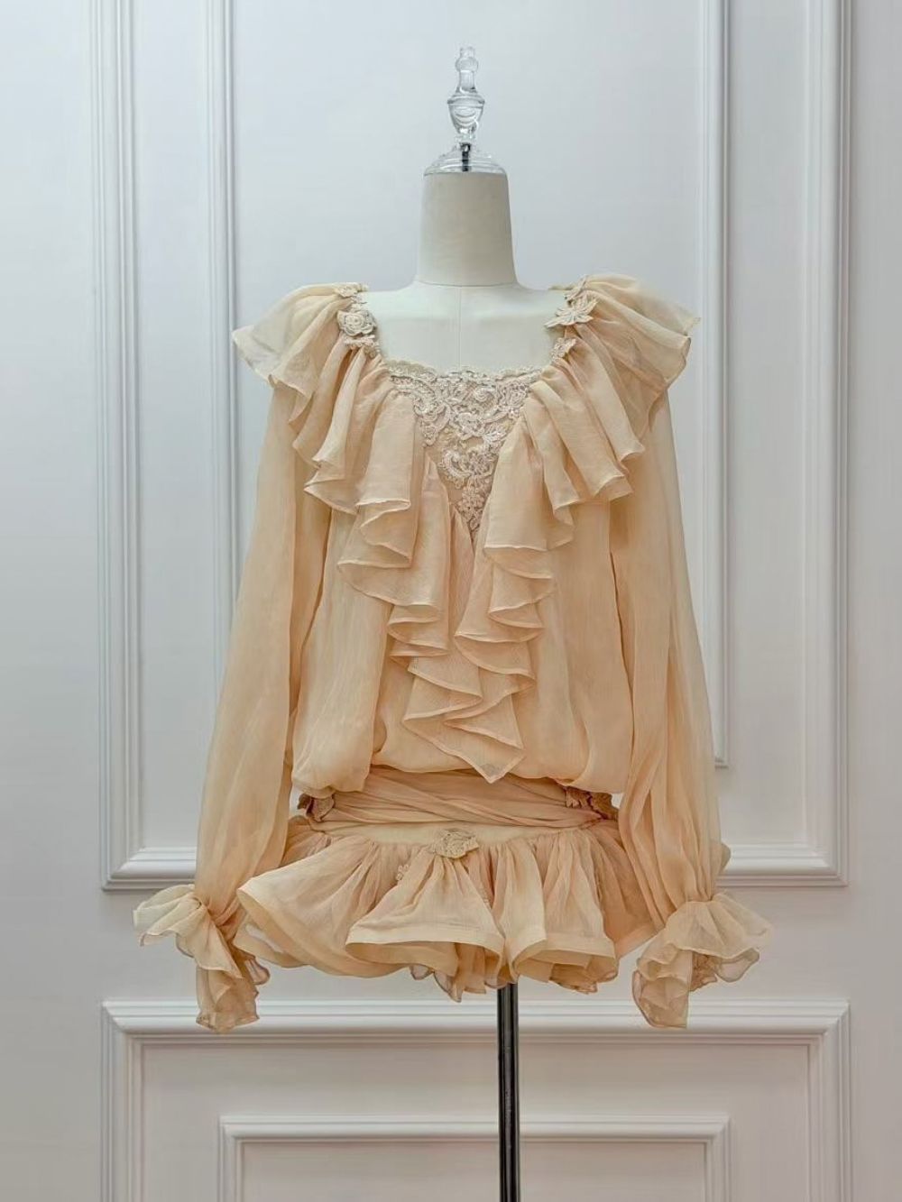 Franka Flare Sleeve Ruffle Lace Mini Dress - OWNCI Franka Flare Sleeve Ruffle Lace Mini Dress - OWNCI