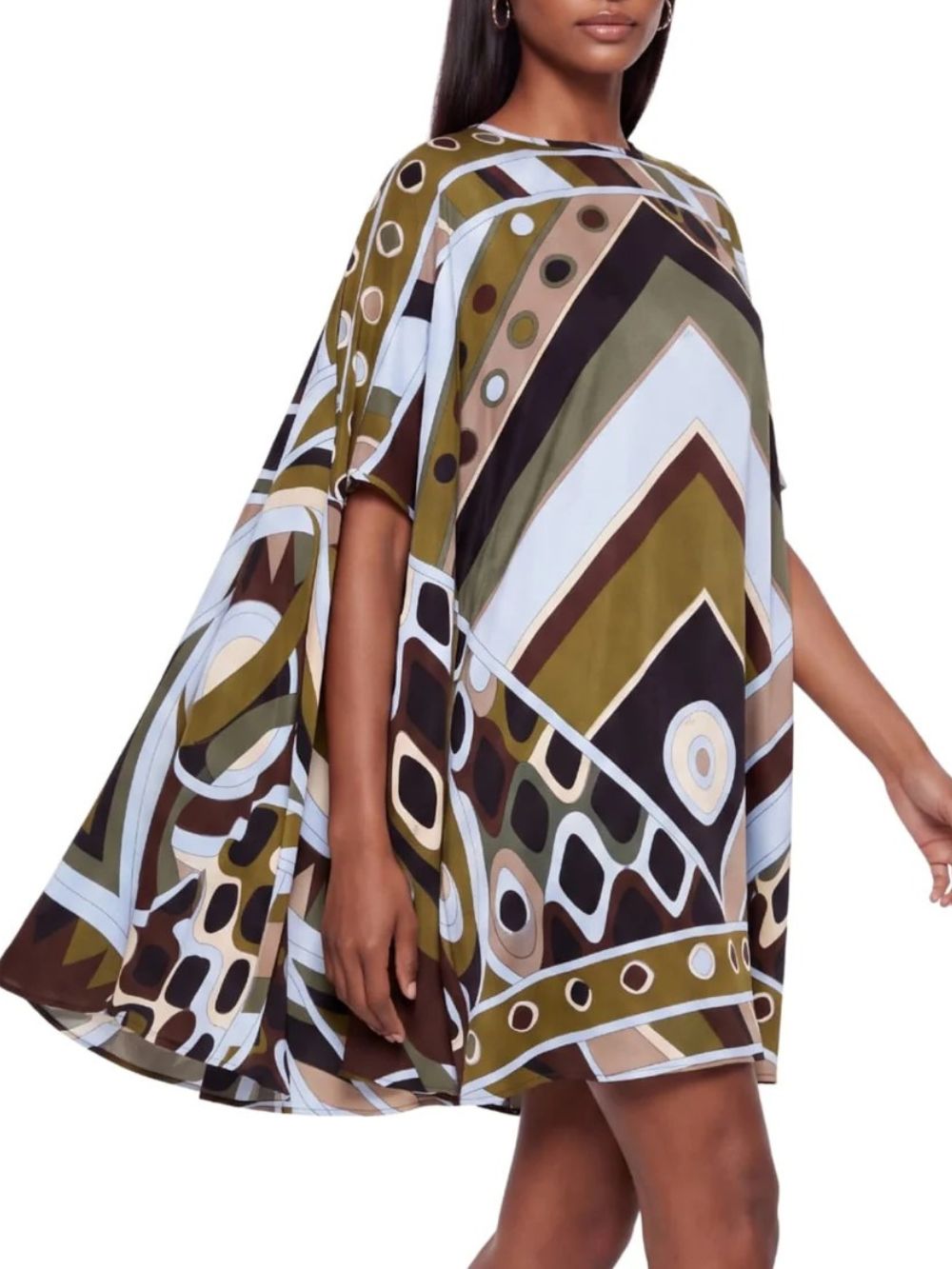 Hylora Raglan Sleeve Geo Printed Mini Dress - OWNCI