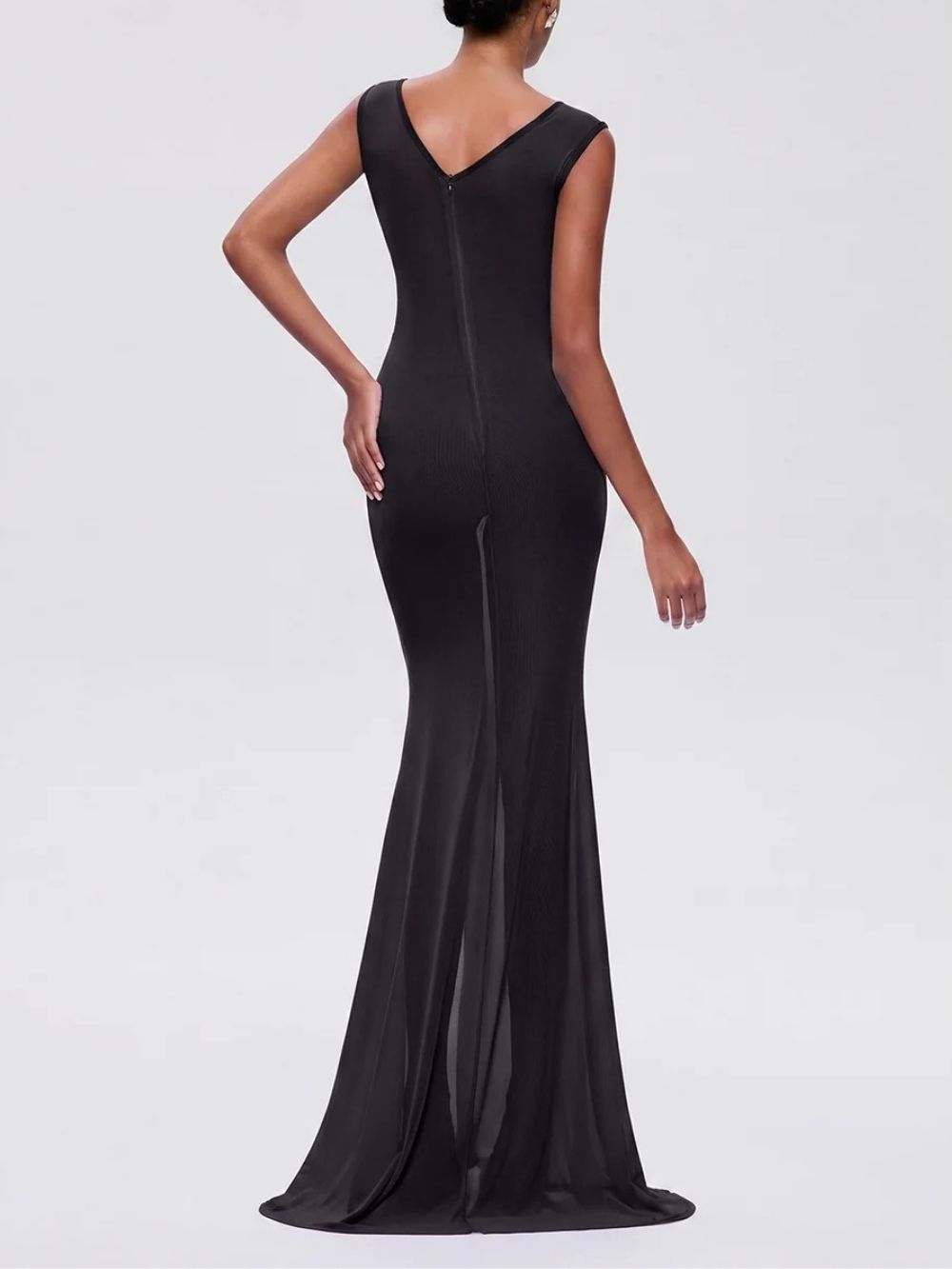 Furaira Sleeveless See Through Maxi Dress In Black - OWNCI