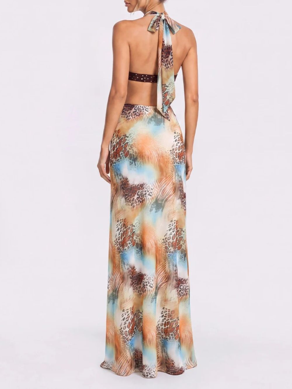 Qyronel Cowl Neck Leopard Skirt Set - OWNCI