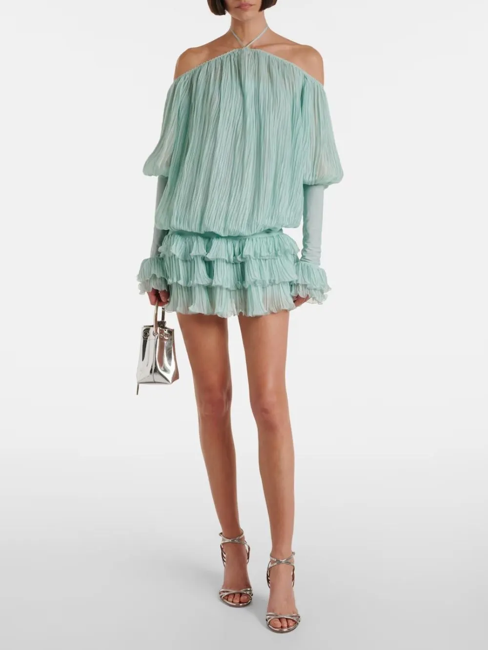 47093daf30329963448902b0ce0837ef Manon Mint Long Sleeve Pleated Mini Dress