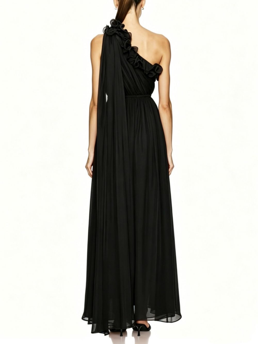 Marielle Black One-Shoulder Maxi Dress - OWNCI