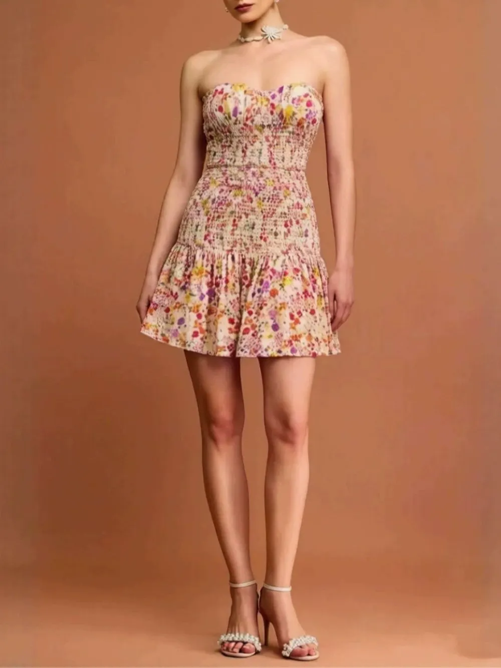 Marie Strapless Floral Mini Dress - OWNCI