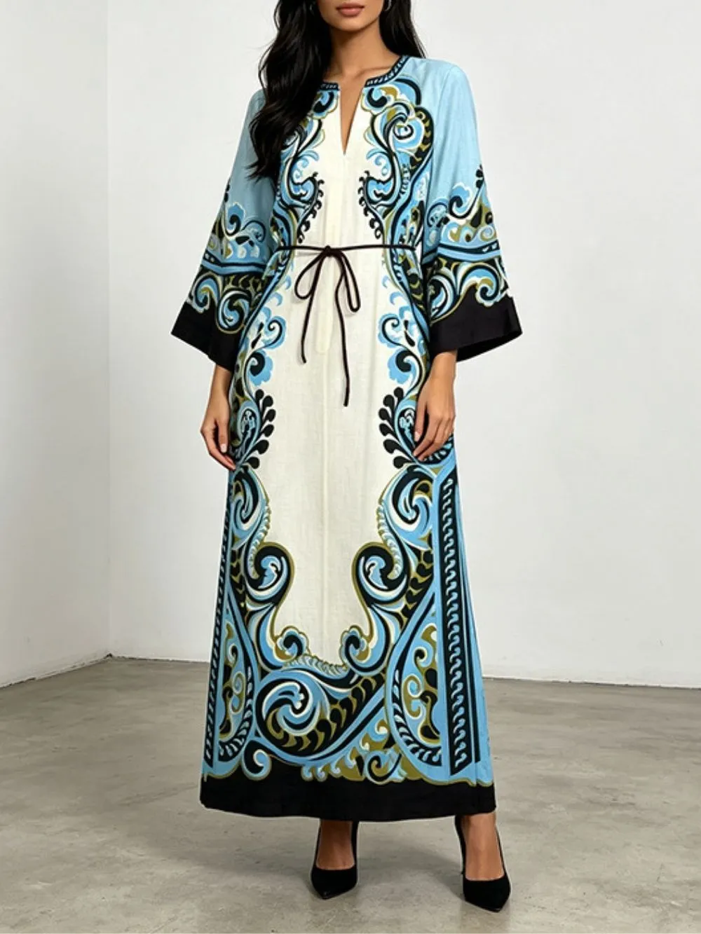 Marfa Printed Long Sleeve Maxi Dress - OWNCI Marfa Printed Long Sleeve Maxi Dress - OWNCI