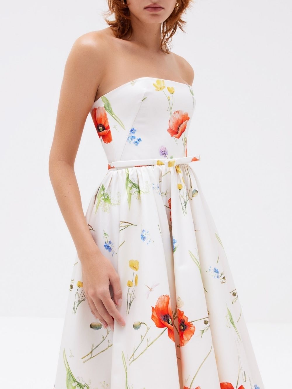 Manjit Strapless Floral Midi Dress - OWNCI