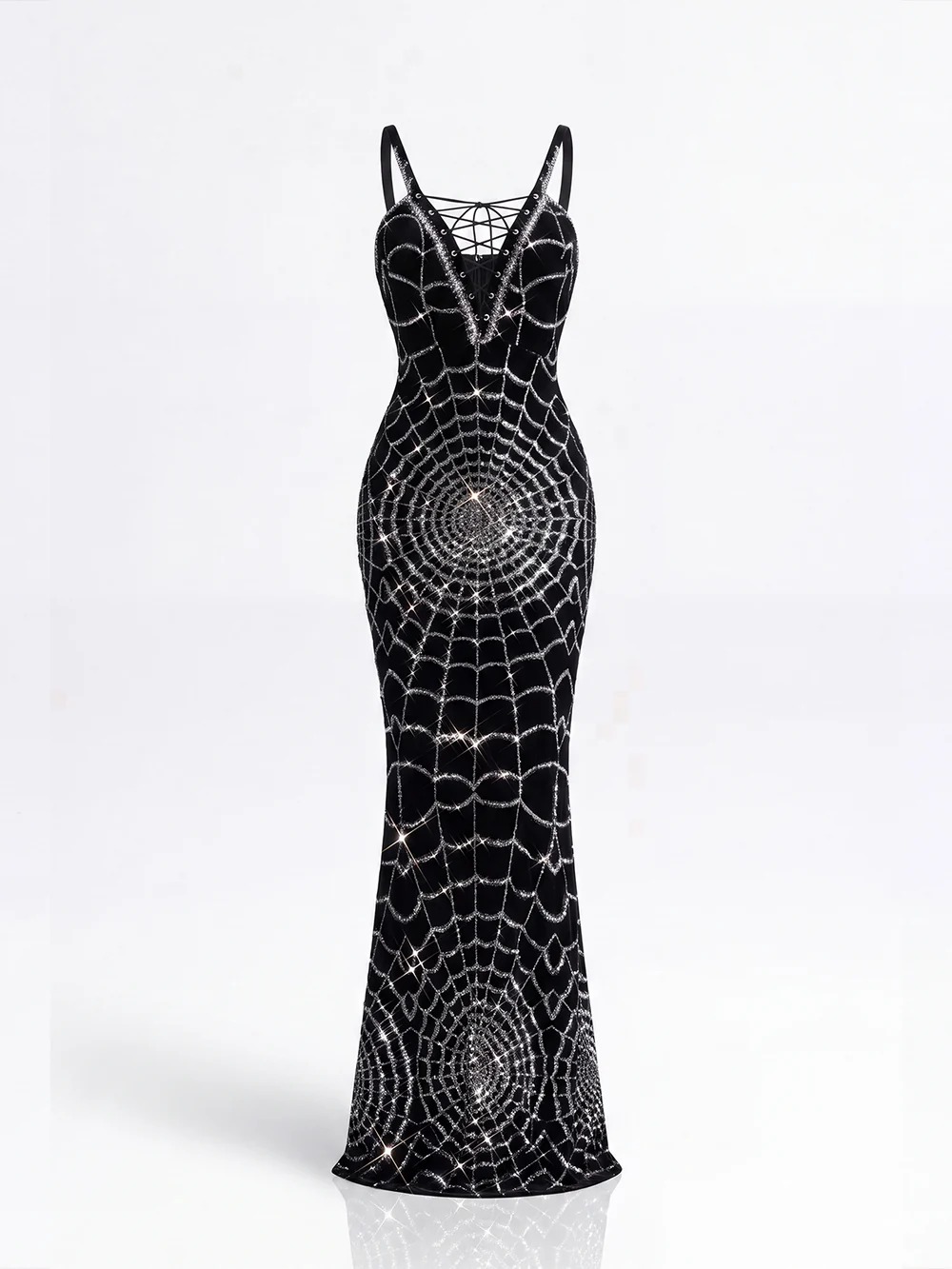 Uverna V Neck Cobweb Sequin Maxi Dress - OWNCI Uverna V Neck Cobweb Sequin Maxi Dress - OWNCI