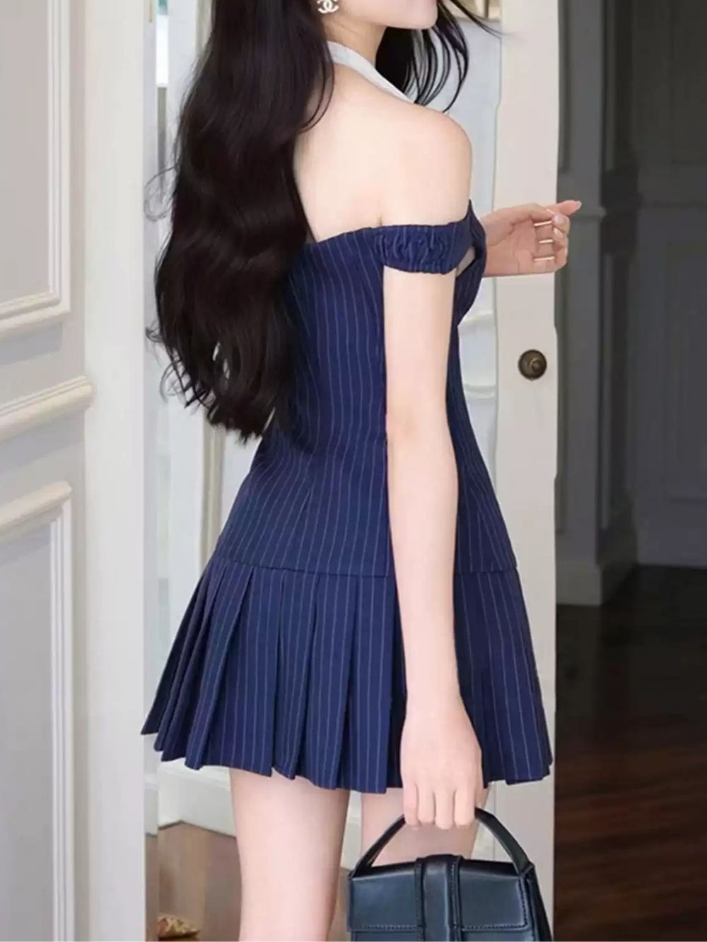Maliha Blue Halter Mini Dress - OWNCI