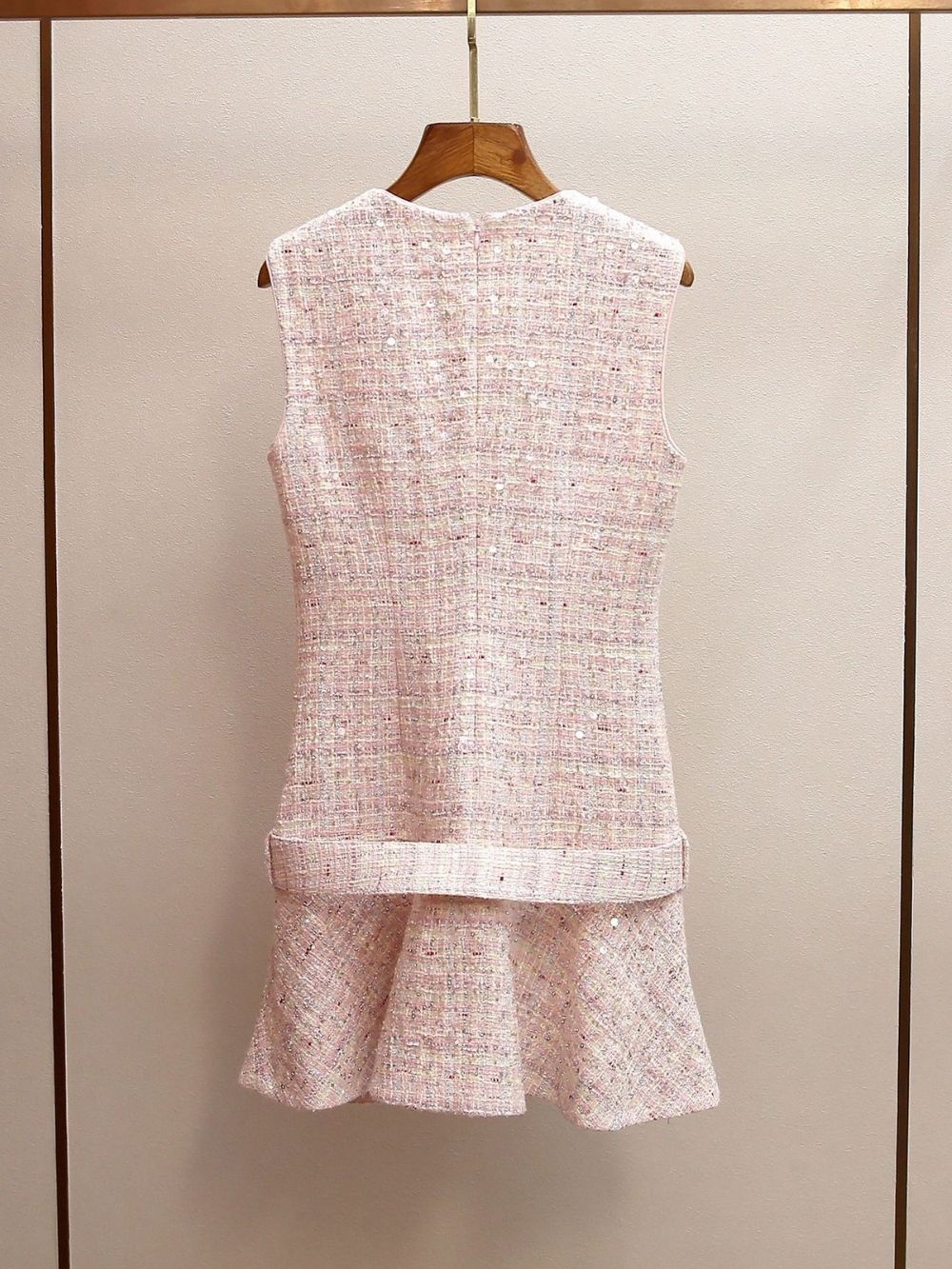 Pink Sequin Belted Mini Dress - OWNCI
